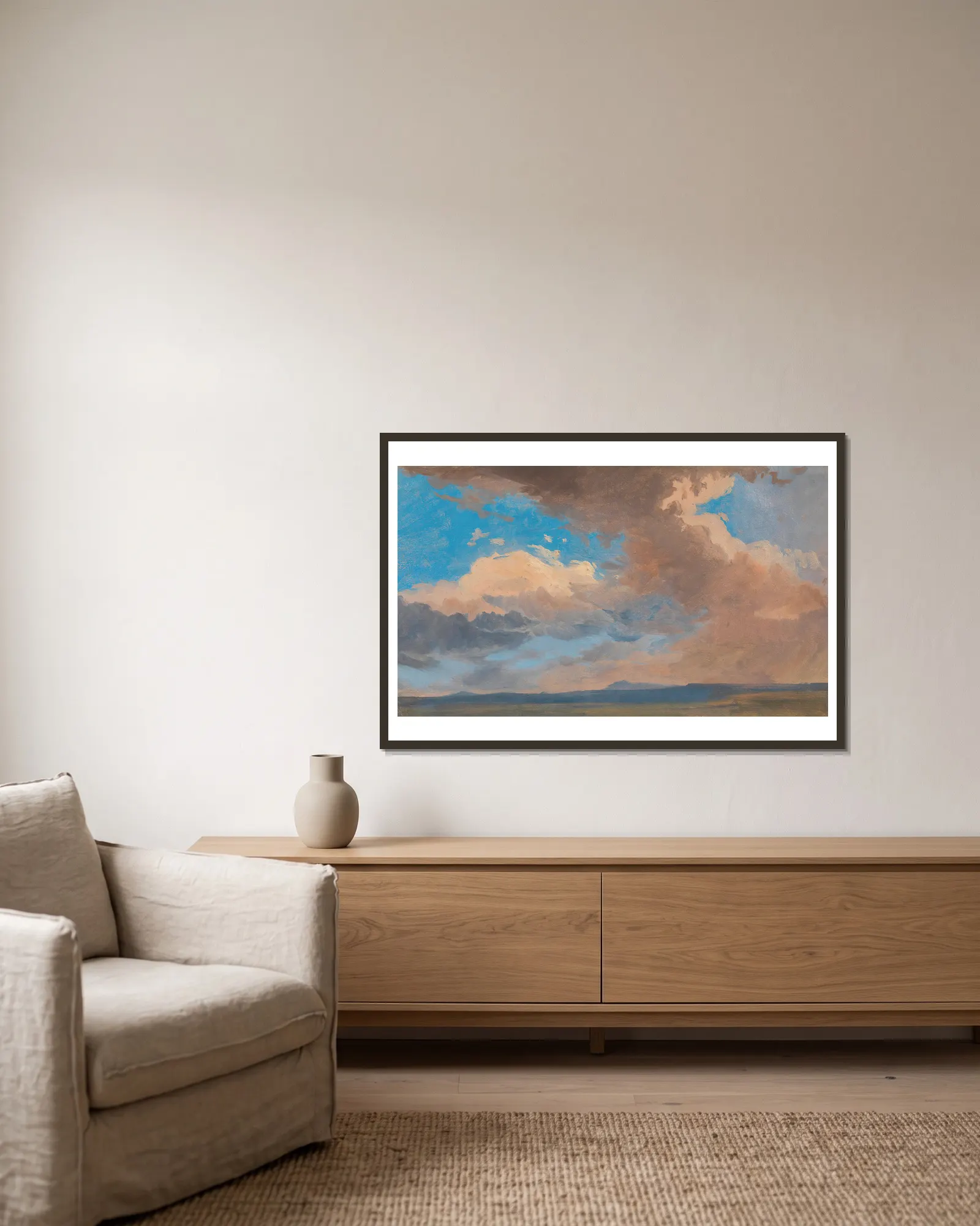 Wolkenstudie av Adalbert Stifter inramad på en vägg