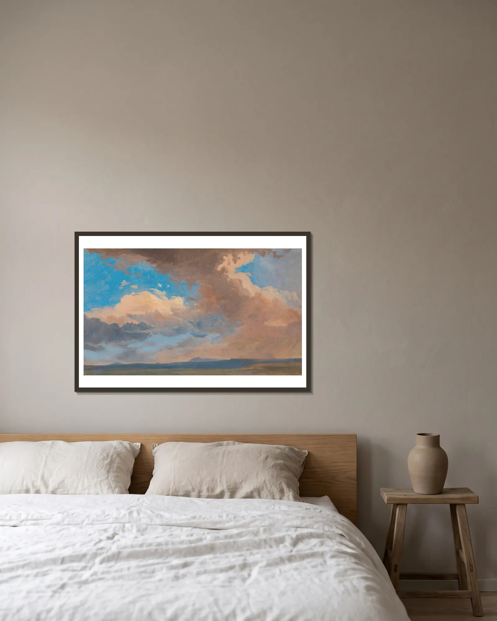 Wolkenstudie av Adalbert Stifter inramad på en vägg