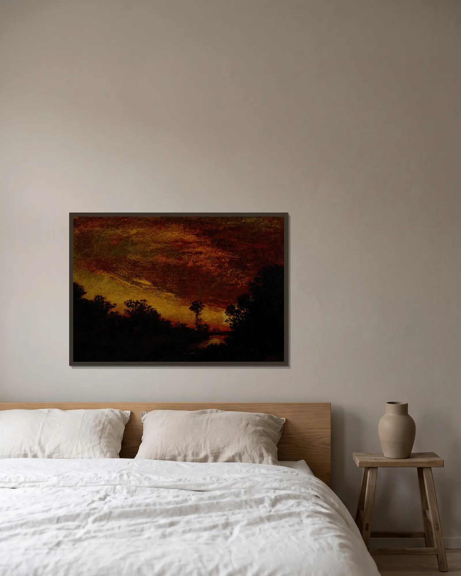 Afterglow av Ralph Albert Blakelock inramad på en vägg