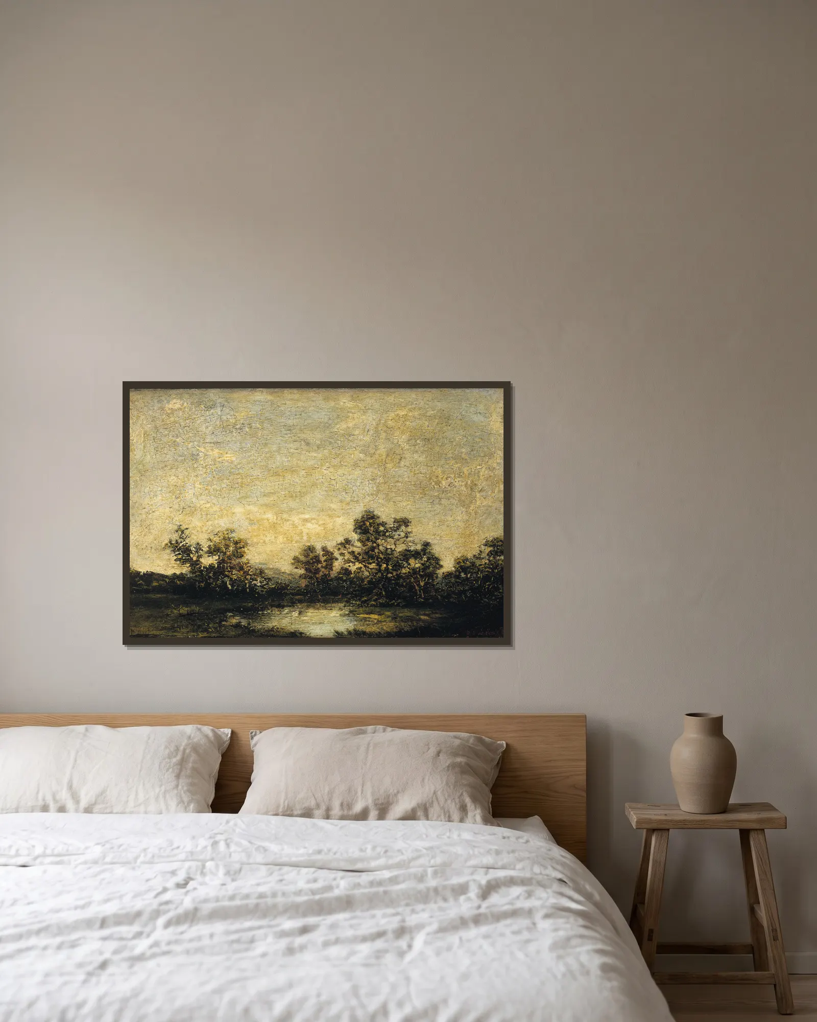 Landscape av Ralph Albert Blakelock inramad på en vägg