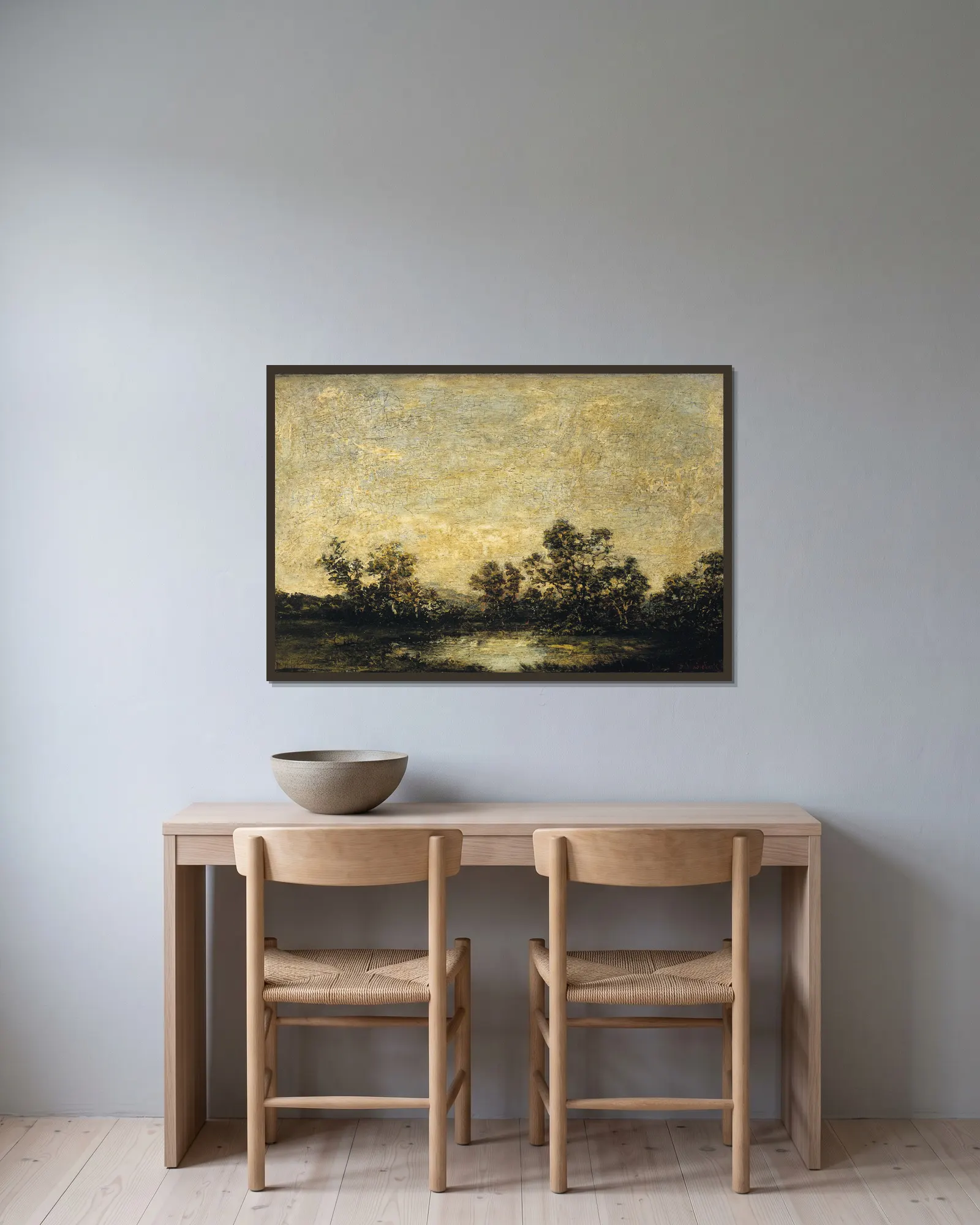 Landscape av Ralph Albert Blakelock inramad på en vägg