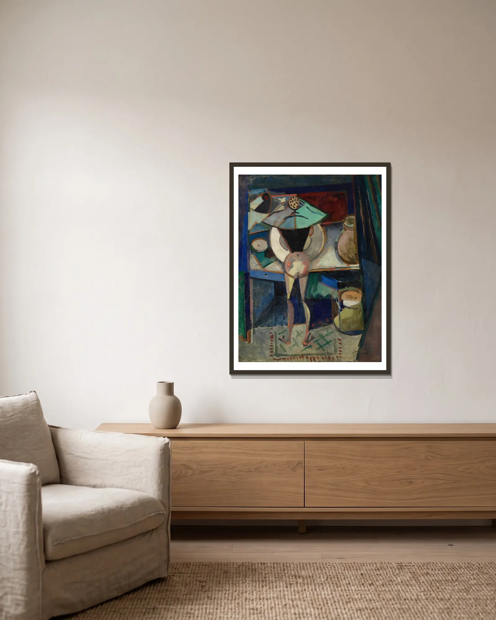 Nu à sa toilette av Albert Gleizes inramad på en vägg