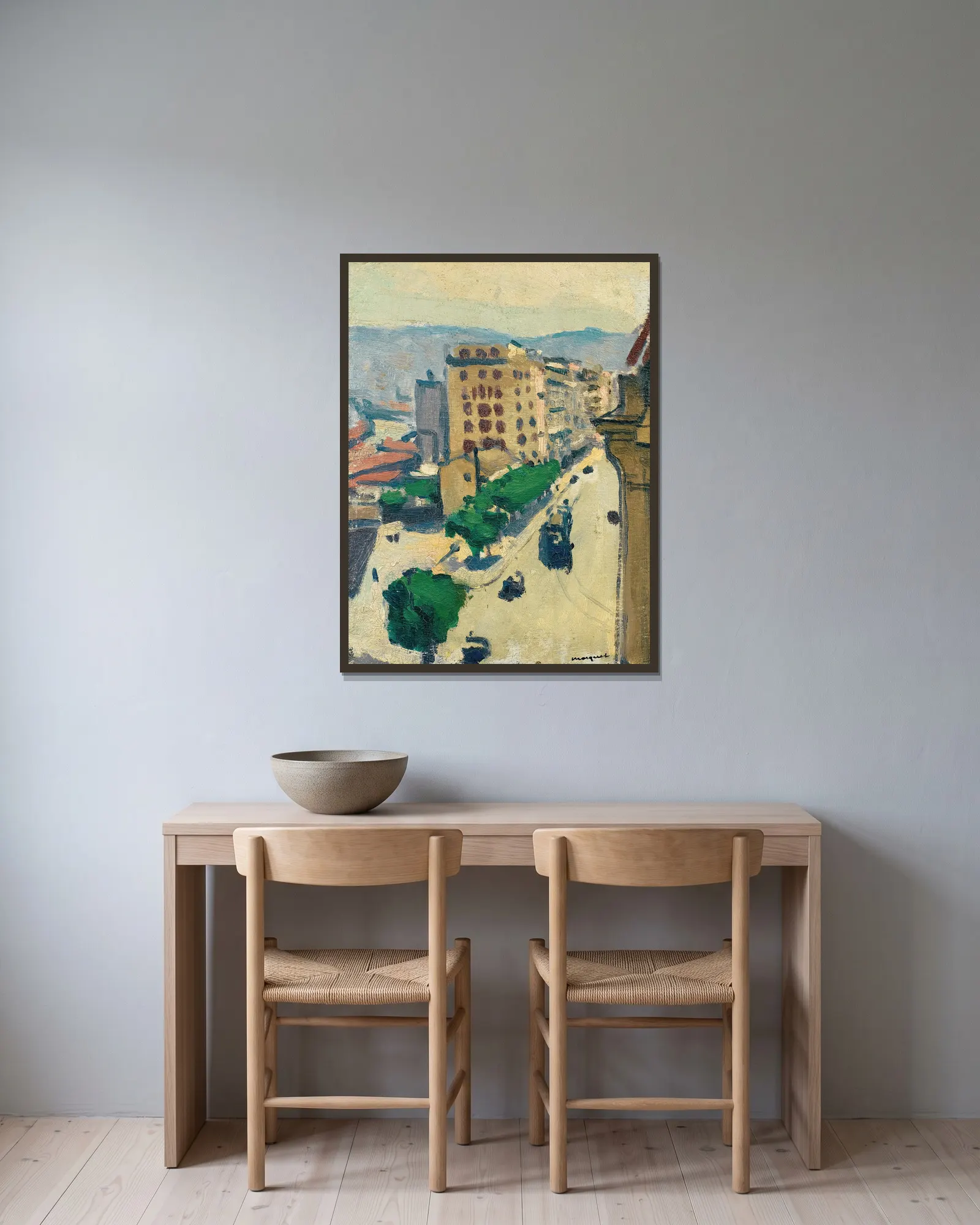 Rue À Alger av Albert Marquet inramad på en vägg
