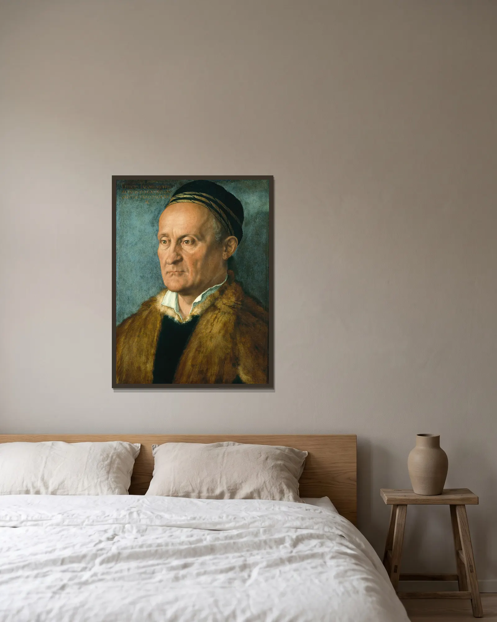 Jakob Muffel av Albrecht Dürer inramad på en vägg