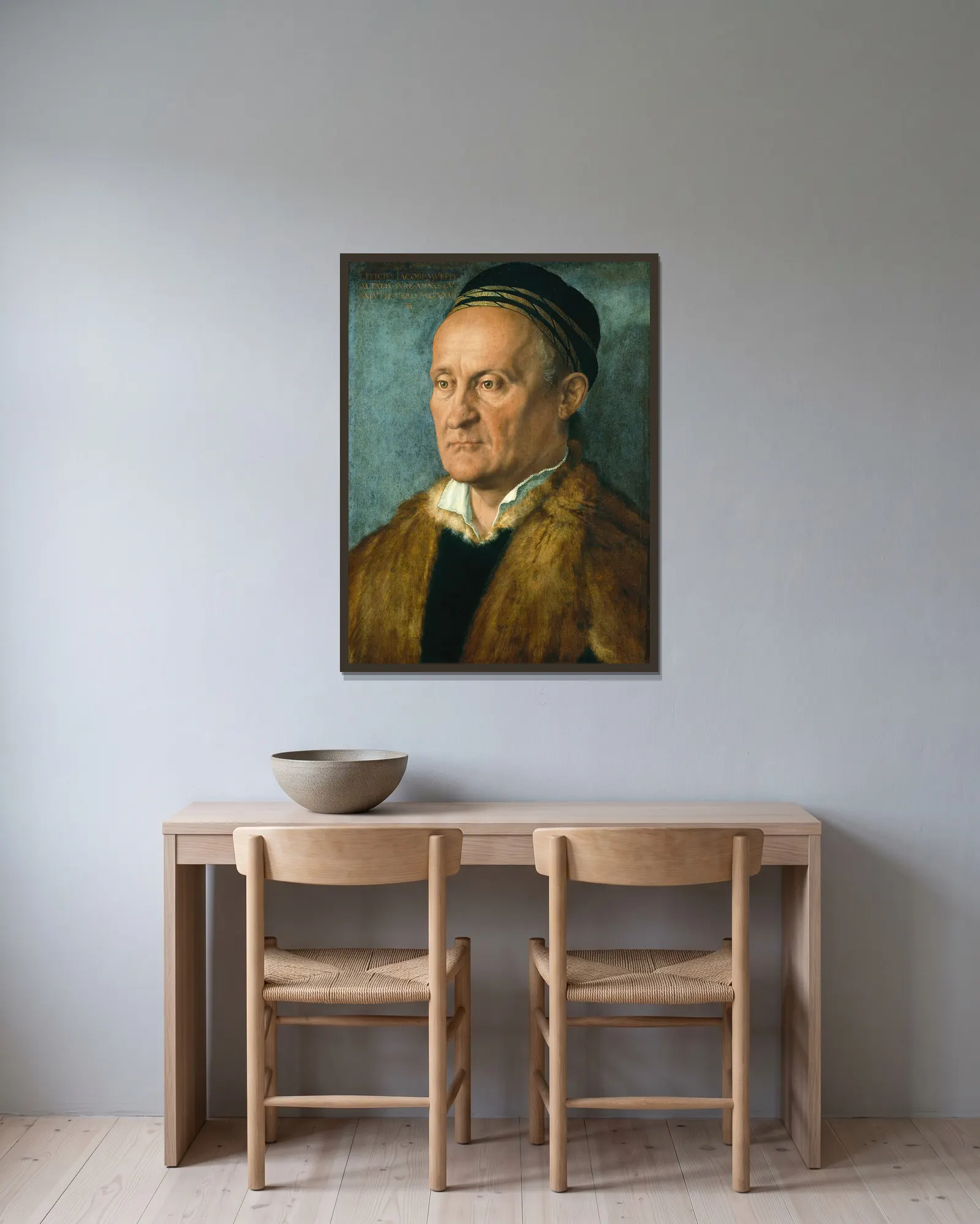 Jakob Muffel av Albrecht Dürer inramad på en vägg