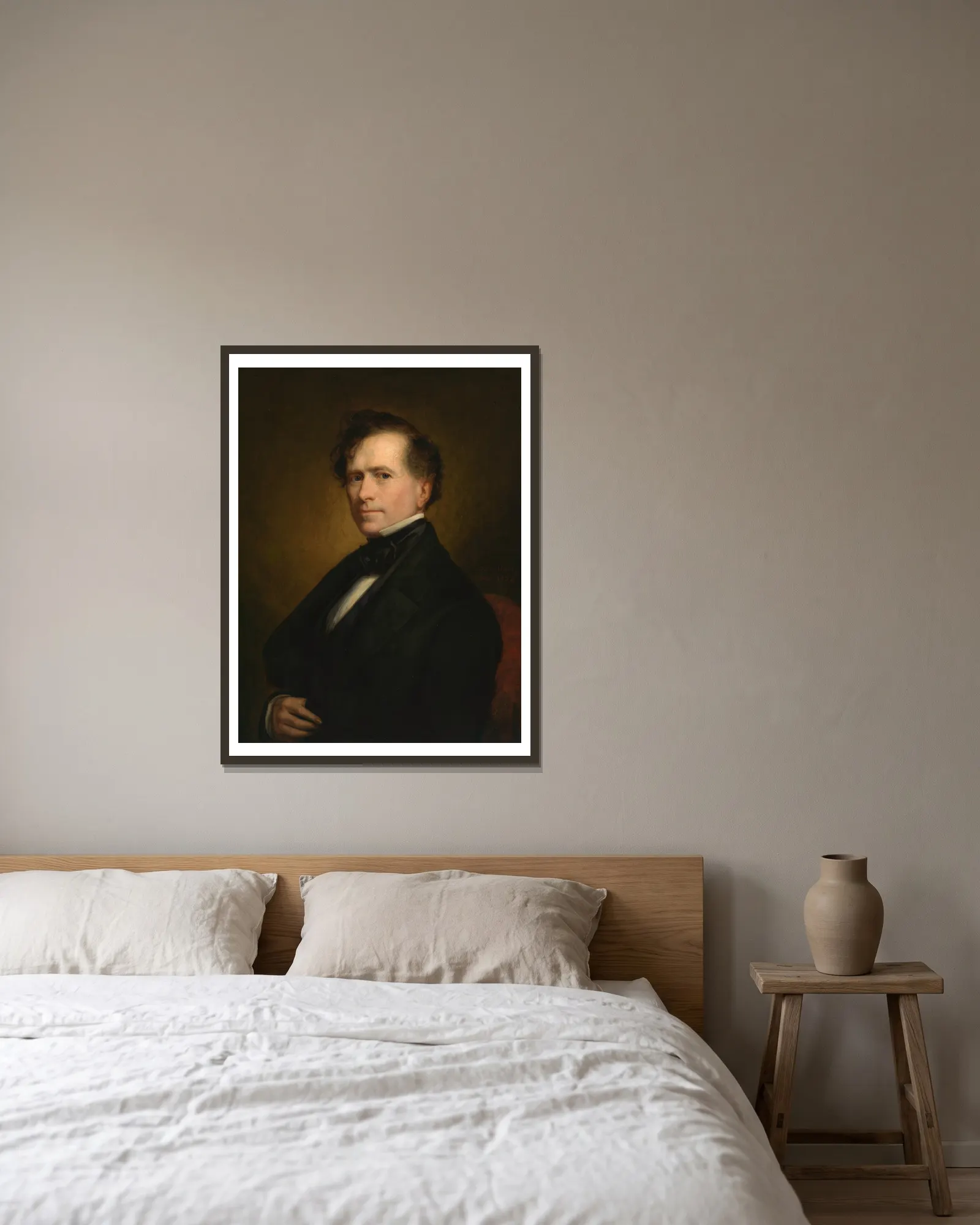 Franklin Pierce av George Peter Alexander Healy inramad på en vägg