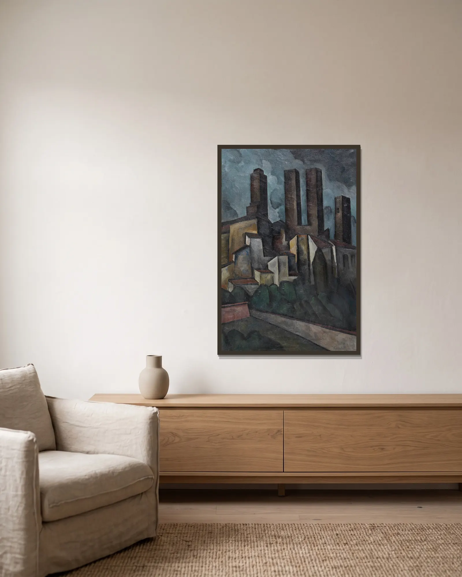 San Gimignano av Alexander Kanoldt inramad på en vägg