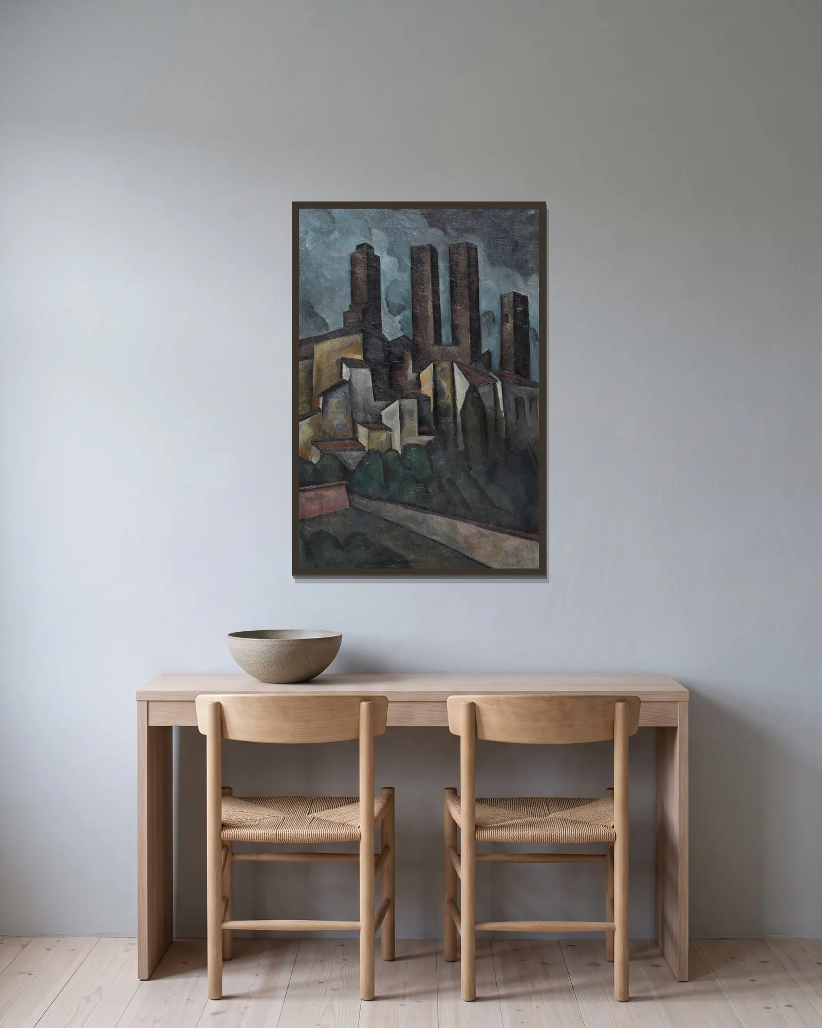 San Gimignano av Alexander Kanoldt inramad på en vägg