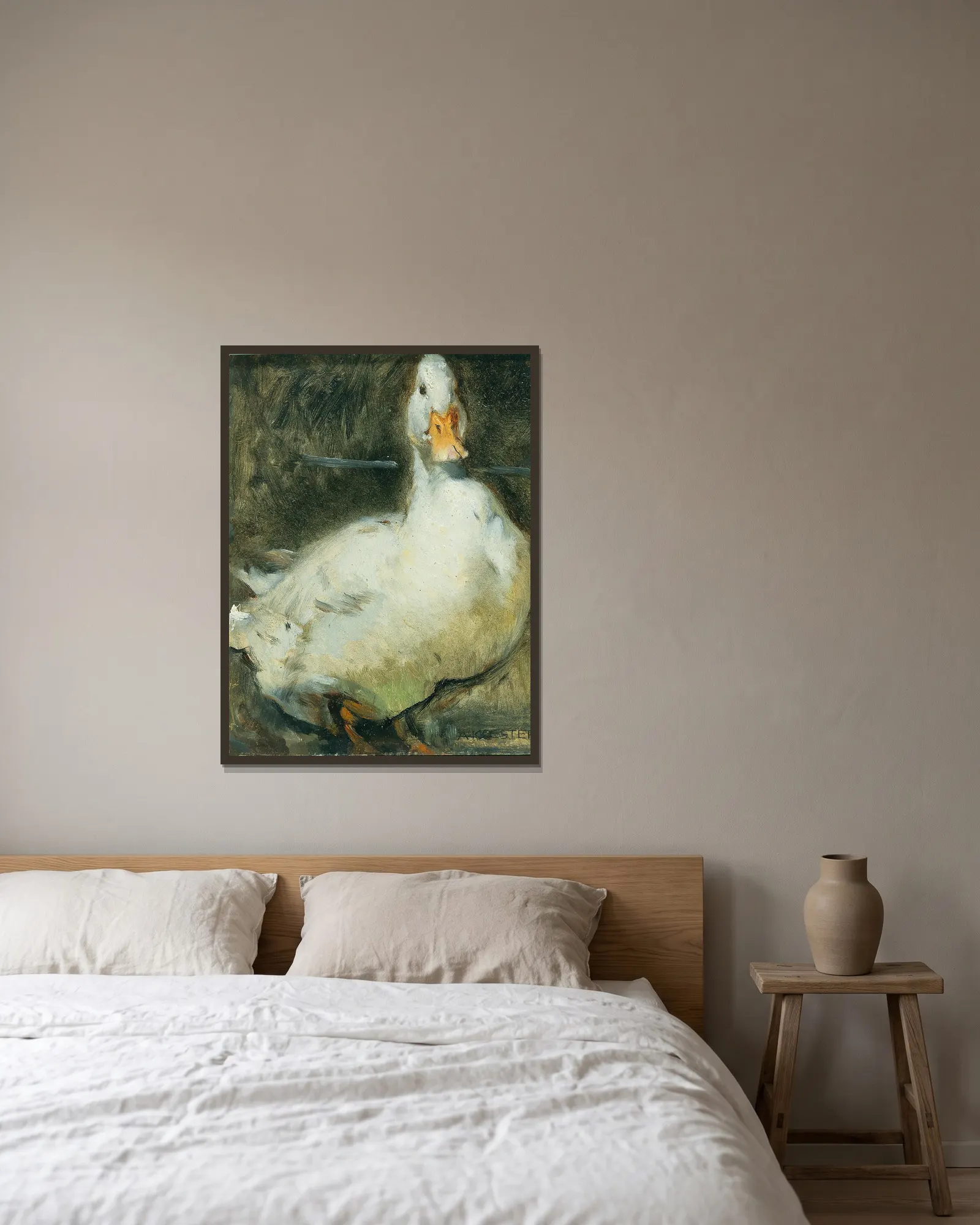 Duck av Alexander Koester inramad på en vägg