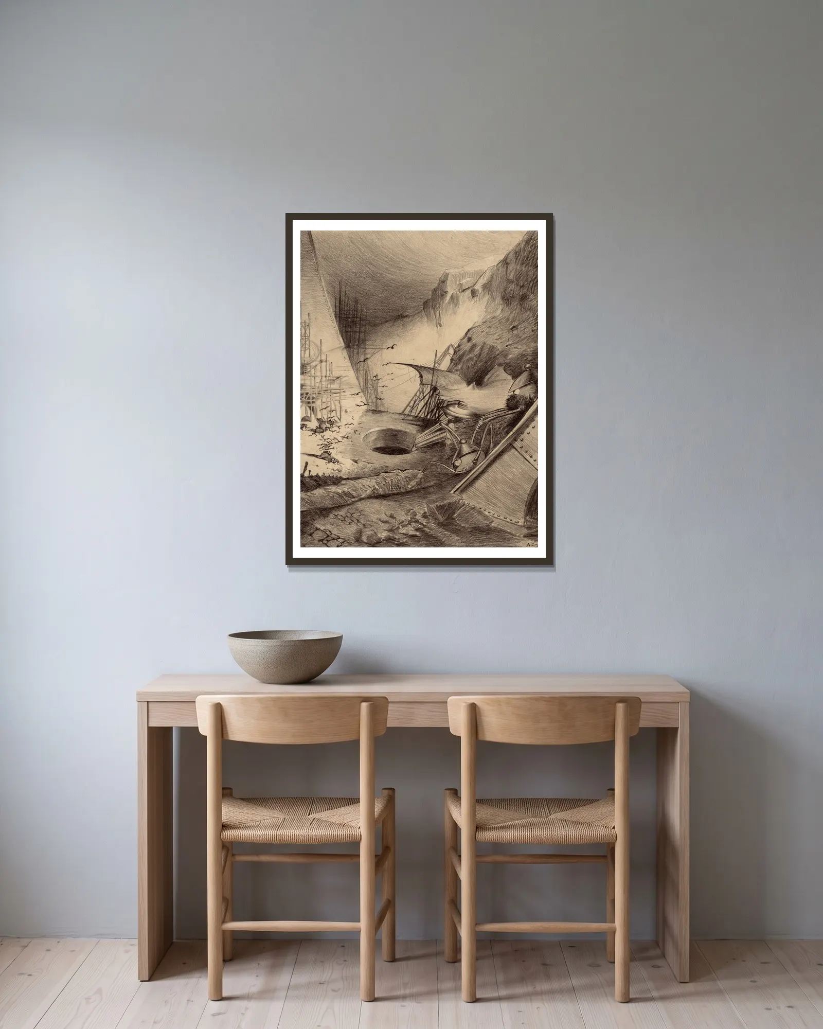 Dead Martians av Henrique Alvim Corrêa inramad på en vägg