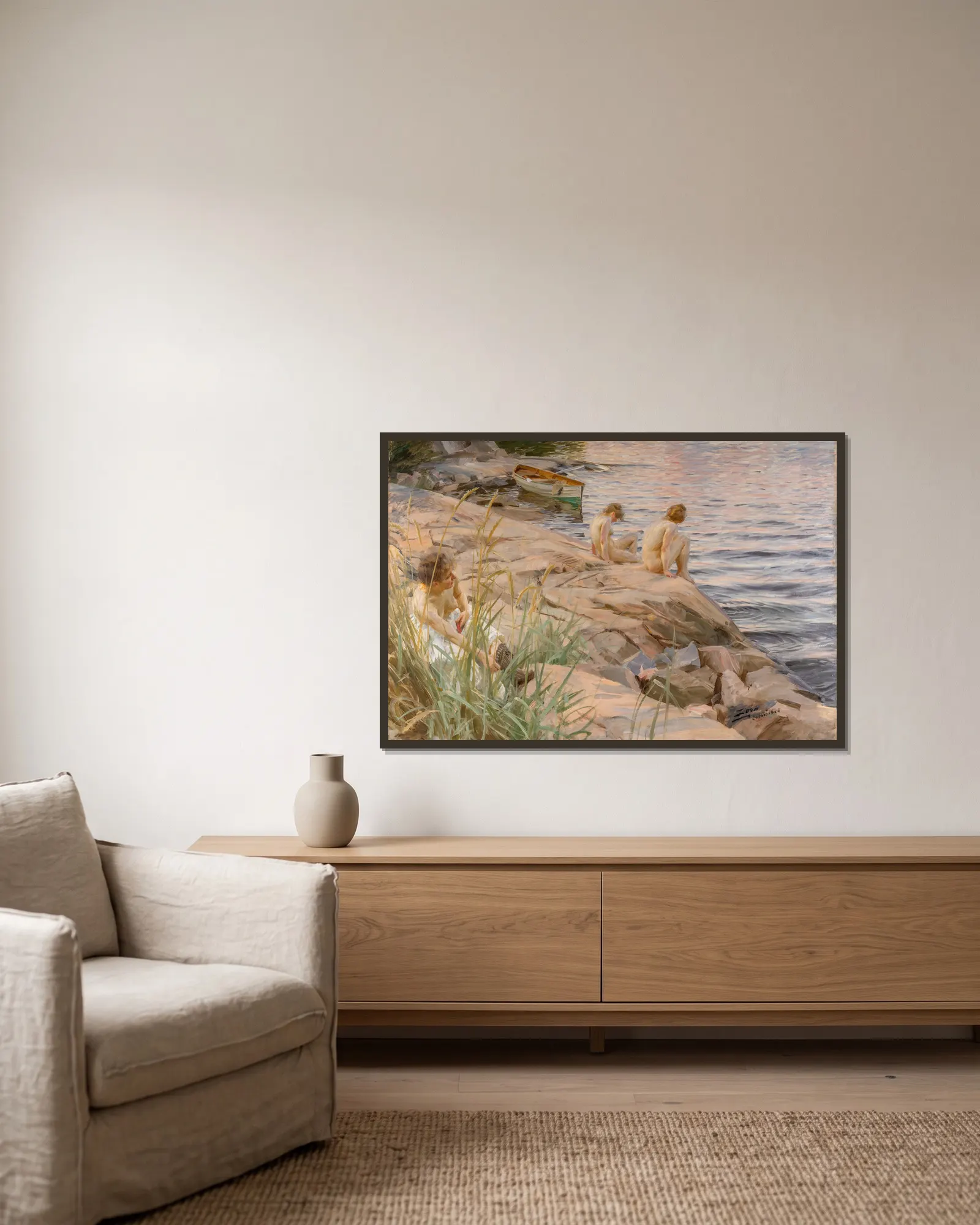 Outdoors av Anders Zorn inramad på en vägg
