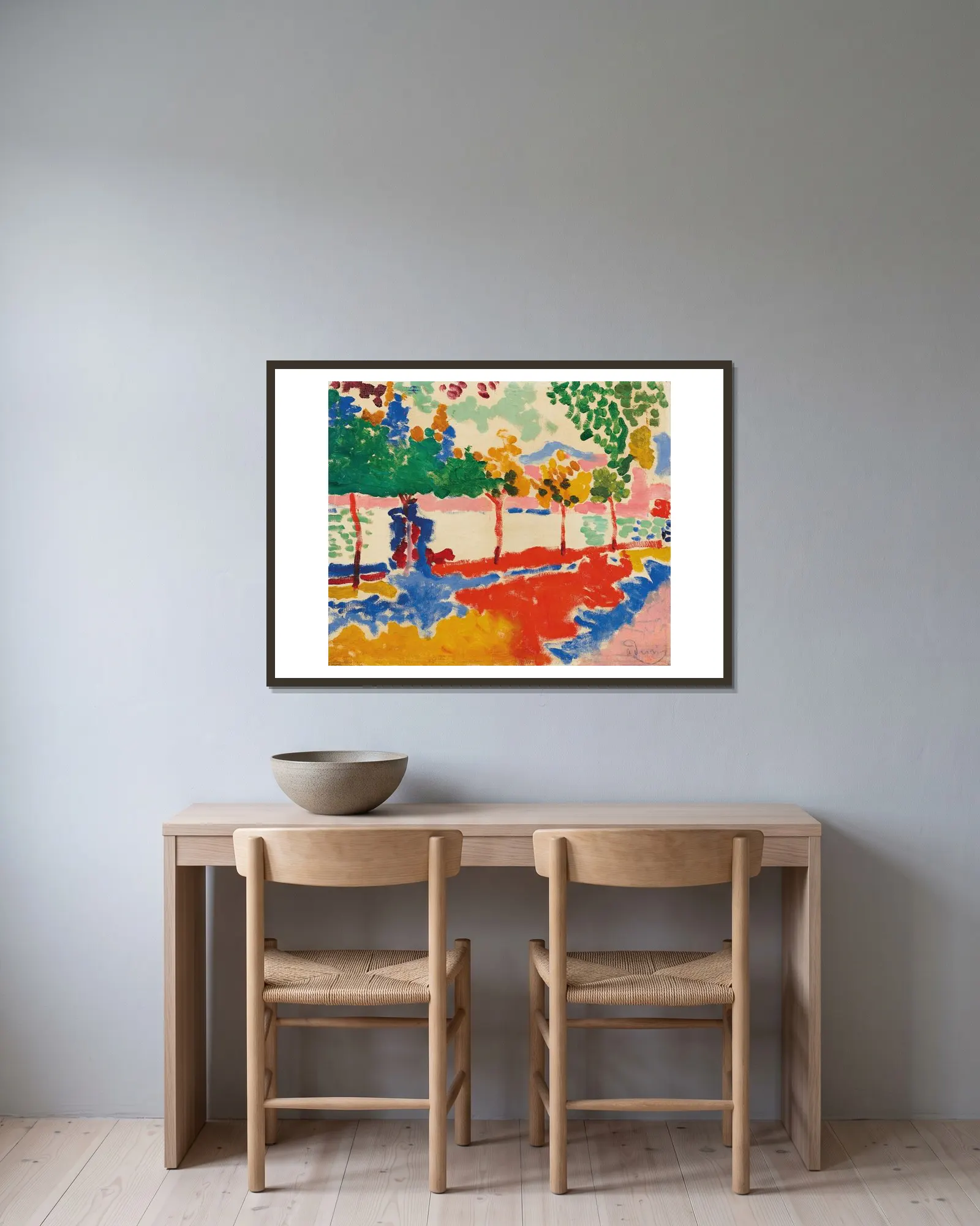 Bords de rivière av André Derain inramad på en vägg