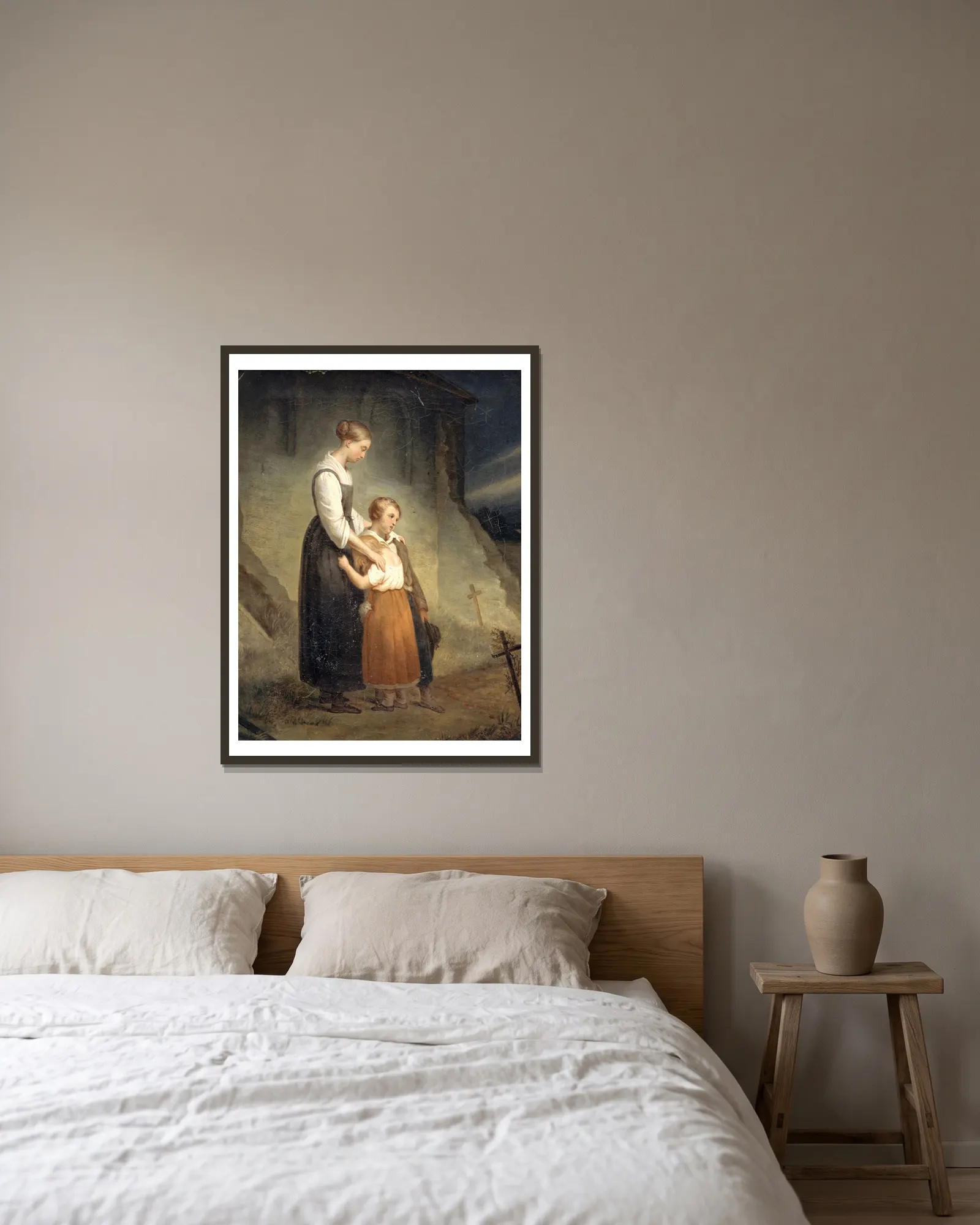 The orphans av Ary Scheffer inramad på en vägg