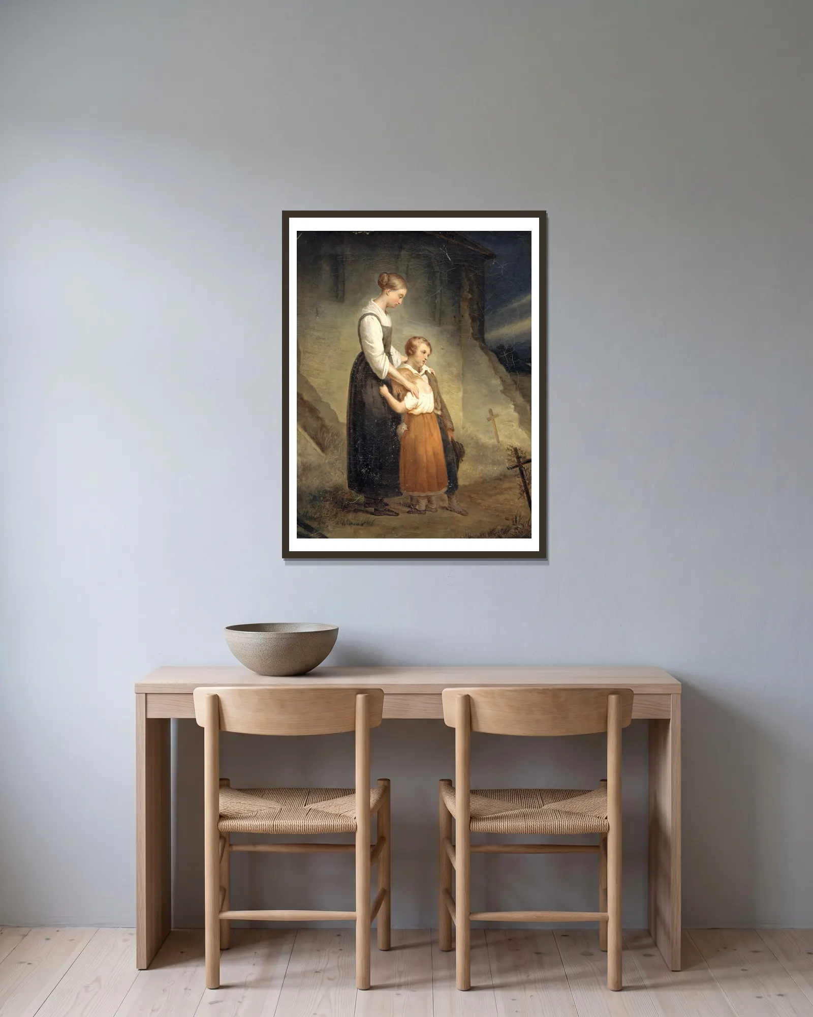 The orphans av Ary Scheffer inramad på en vägg