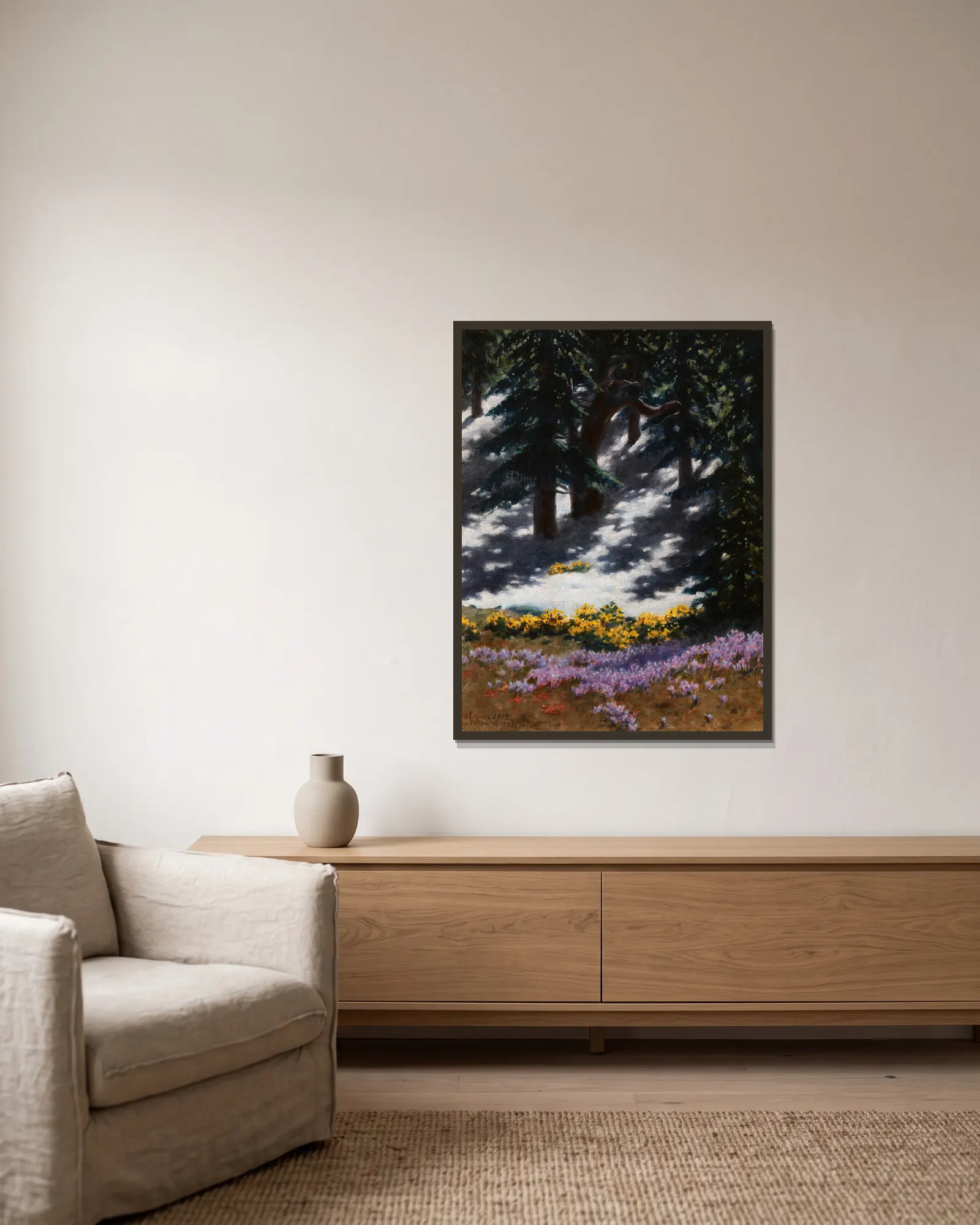 Crocuses and Marsh-Marigolds av Stanisław Witkiewicz inramad på en vägg