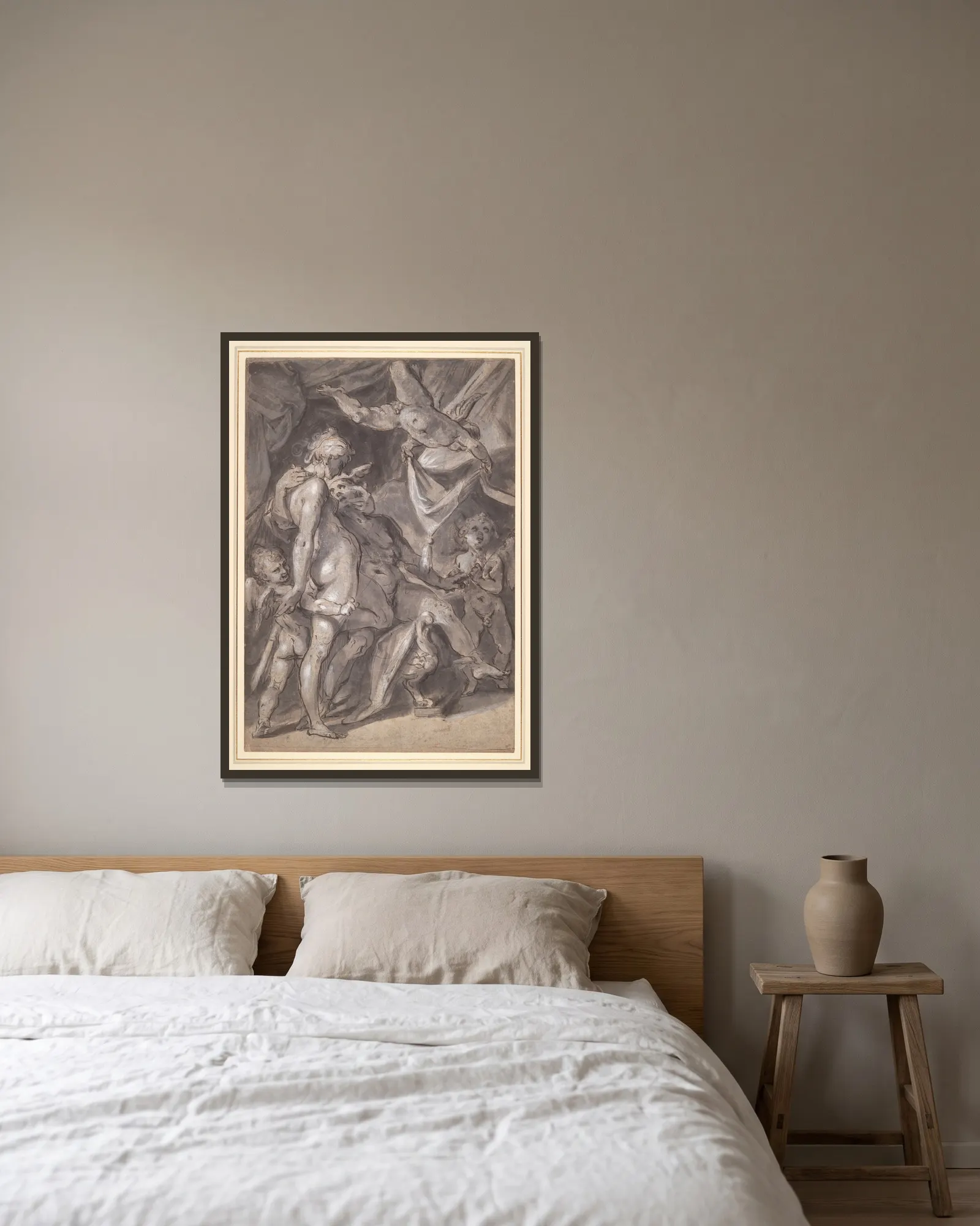 Venus and Mercury av Bartholomaeus Spranger inramad på en vägg