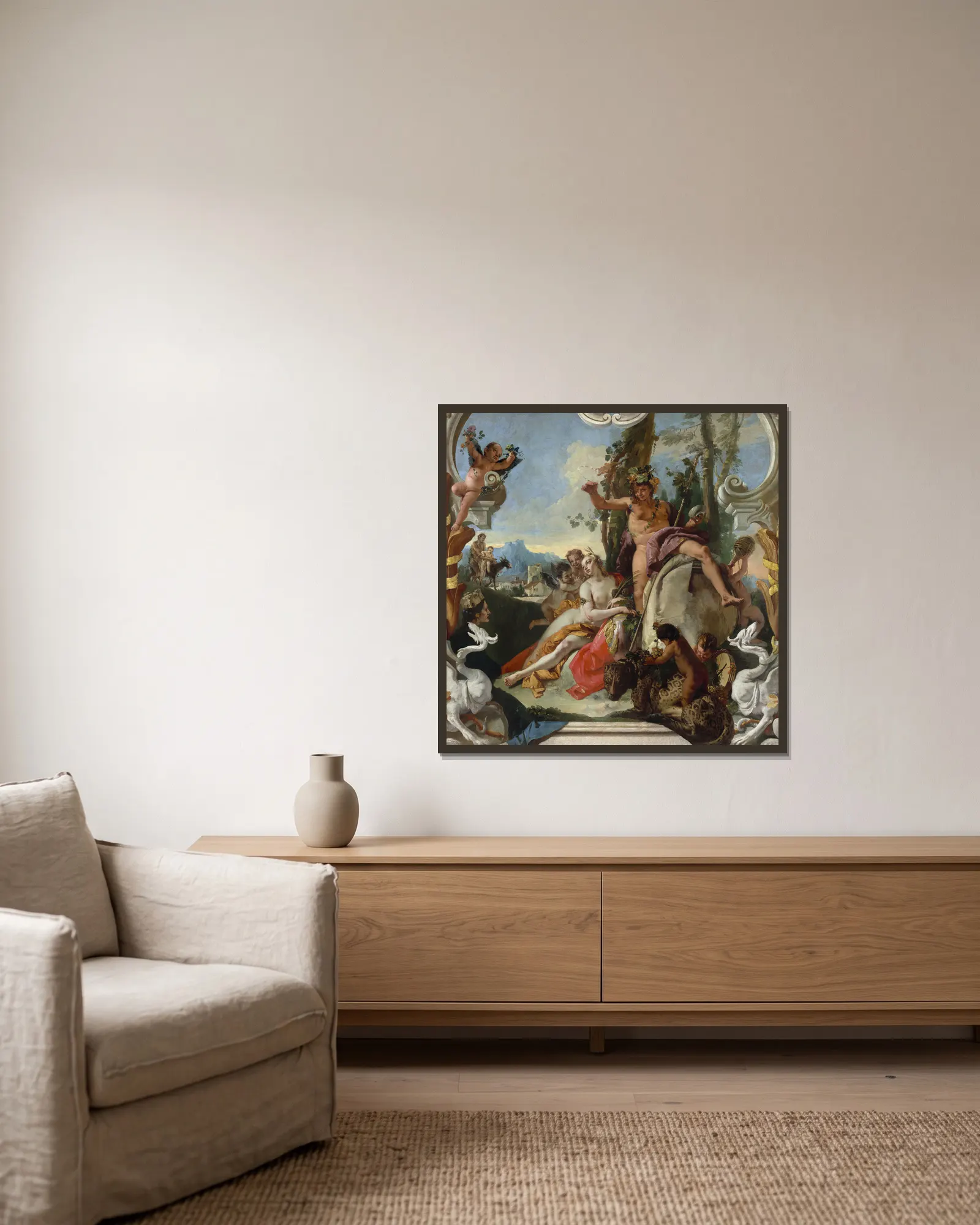 Bacchus and Ariadne av Giovanni Battista Tiepolo inramad på en vägg