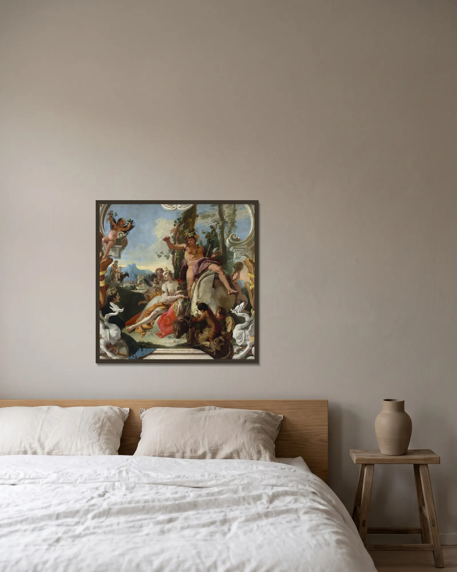 Bacchus and Ariadne av Giovanni Battista Tiepolo inramad på en vägg