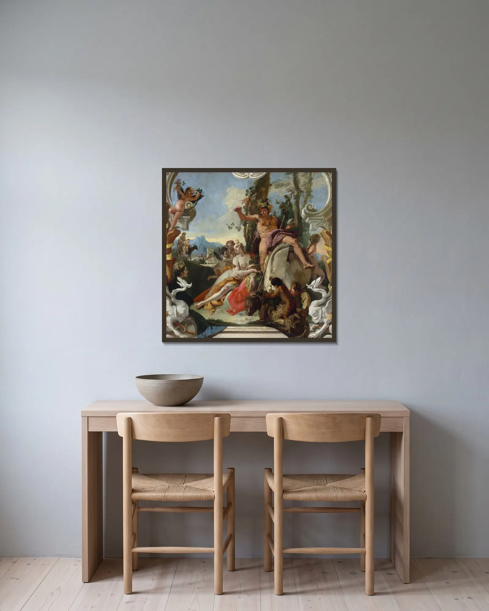 Bacchus and Ariadne av Giovanni Battista Tiepolo inramad på en vägg