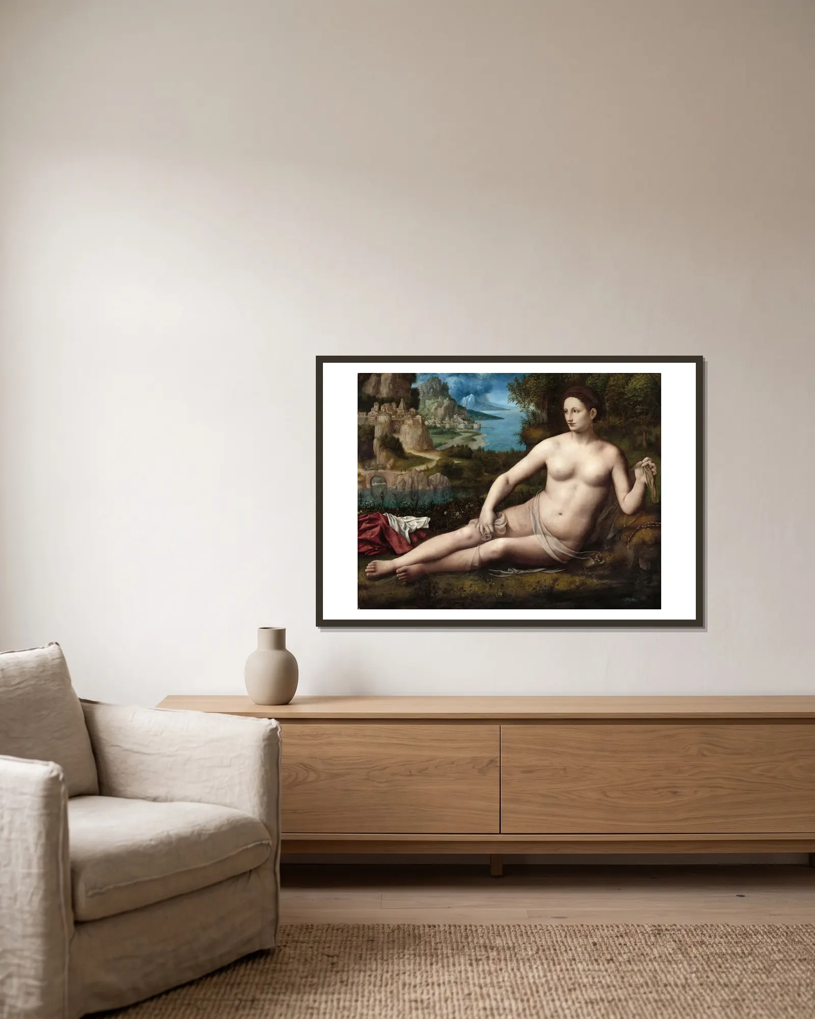 Venus av Bernardino Luini inramad på en vägg