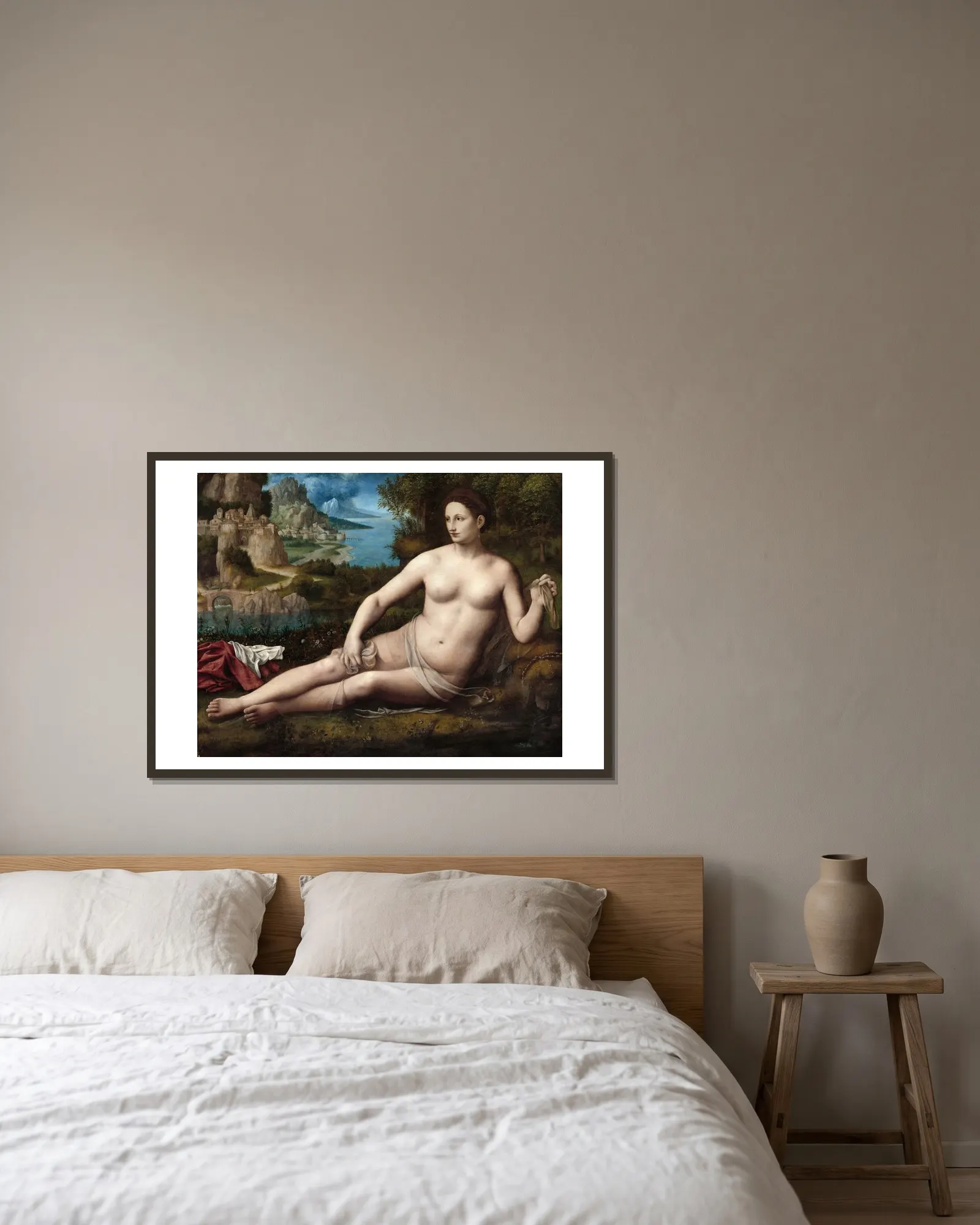 Venus av Bernardino Luini inramad på en vägg