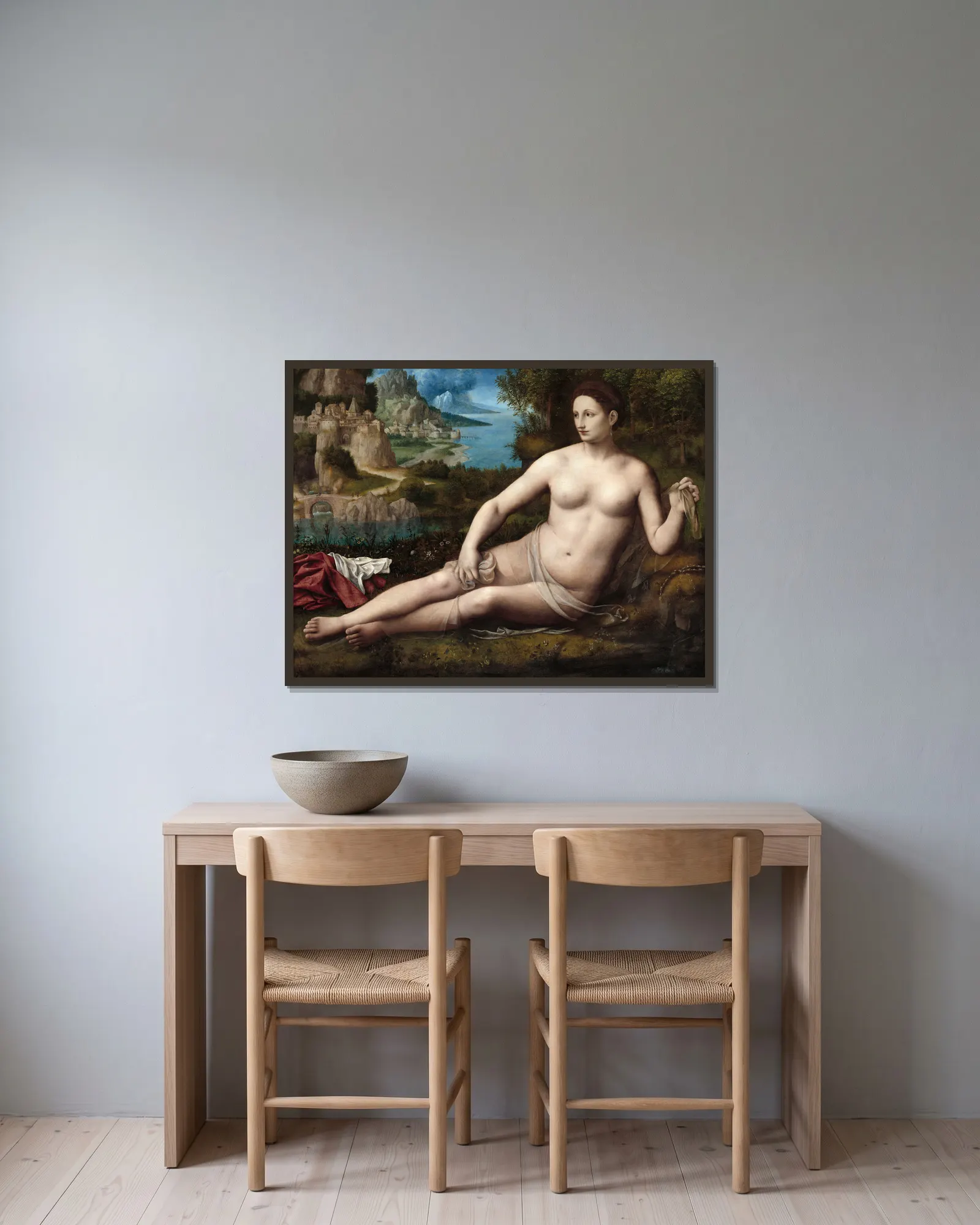 Venus av Bernardino Luini inramad på en vägg