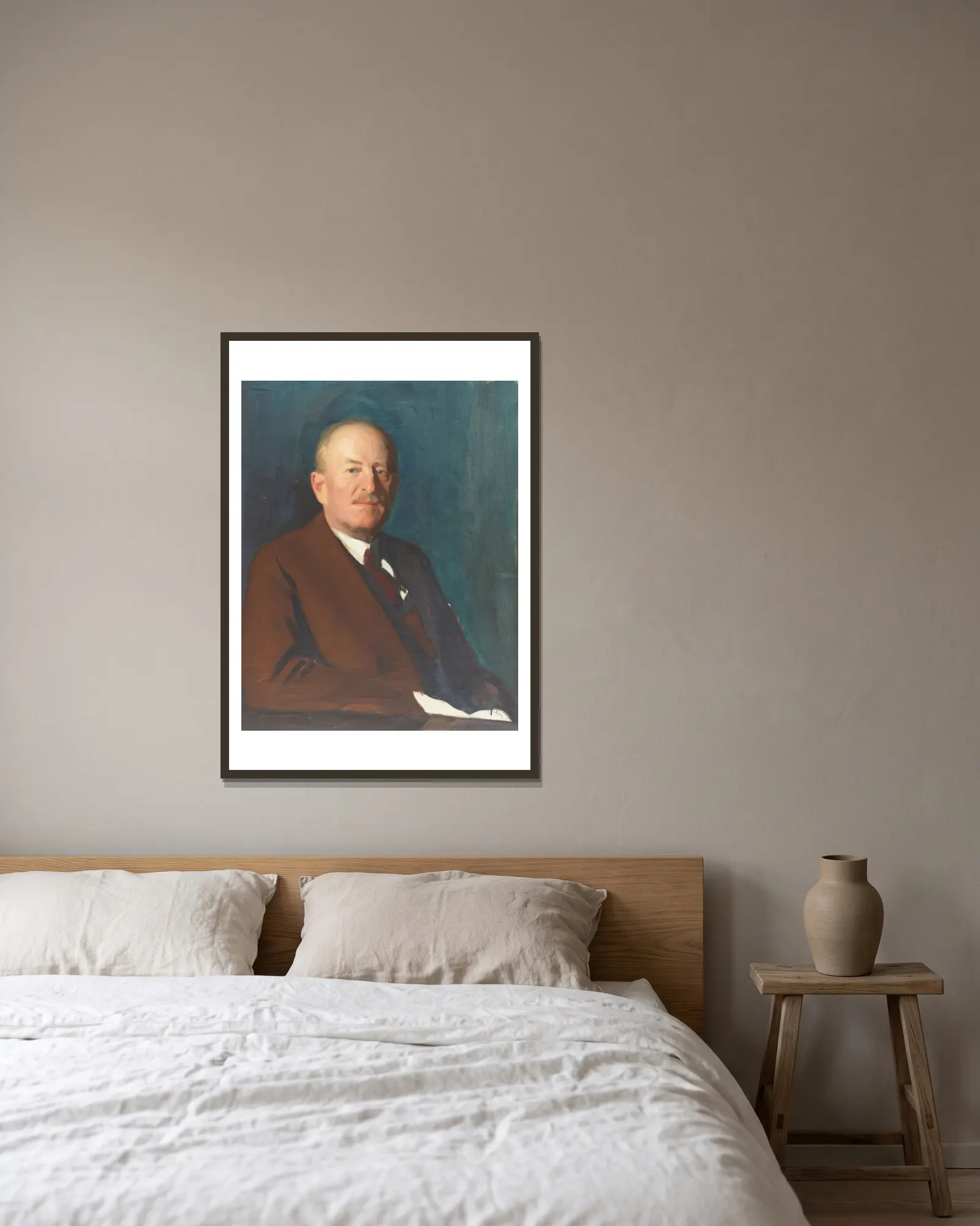 Sketch, Baron Silfverskiöld av Bernhard Österman inramad på en vägg