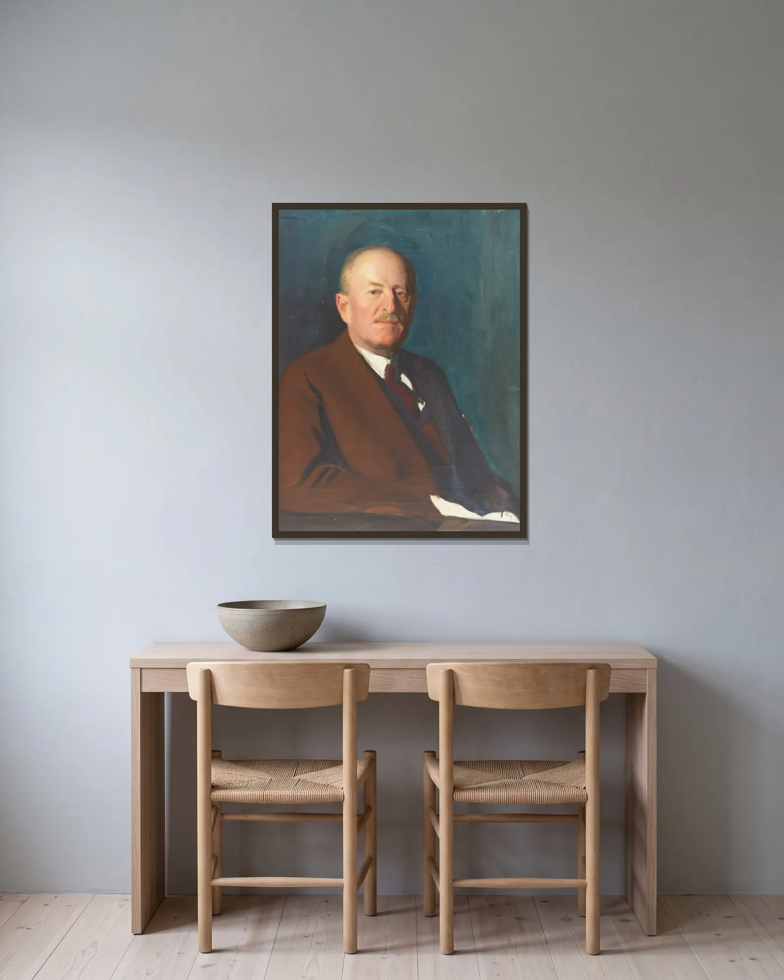 Sketch, Baron Silfverskiöld av Bernhard Österman inramad på en vägg