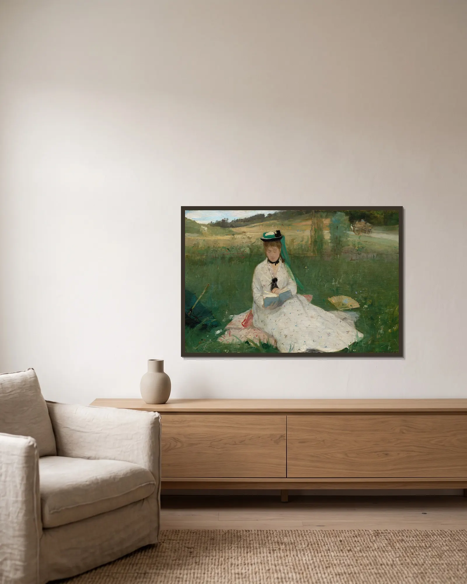 Reading av Berthe Morisot inramad på en vägg