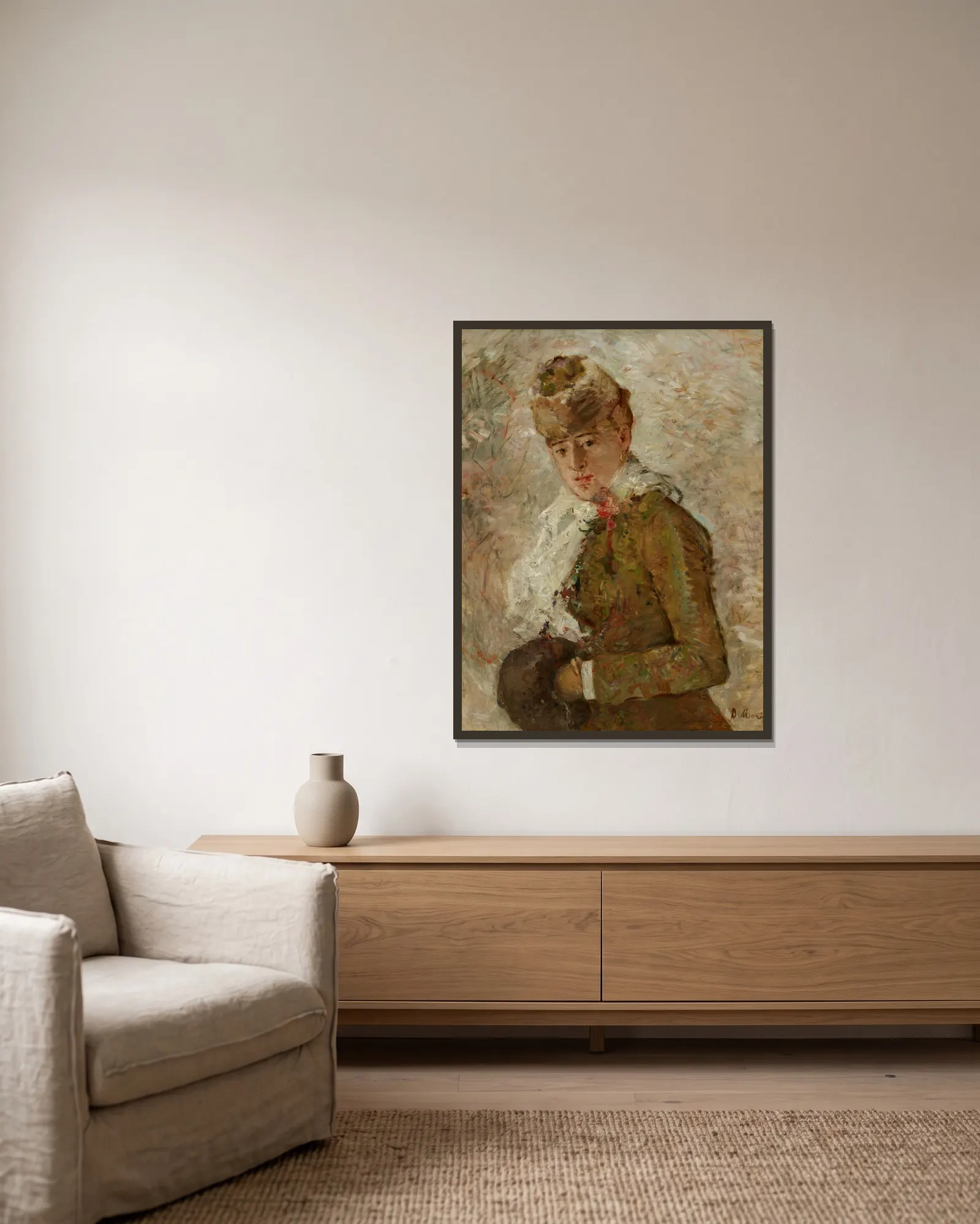 Winter av Berthe Morisot inramad på en vägg