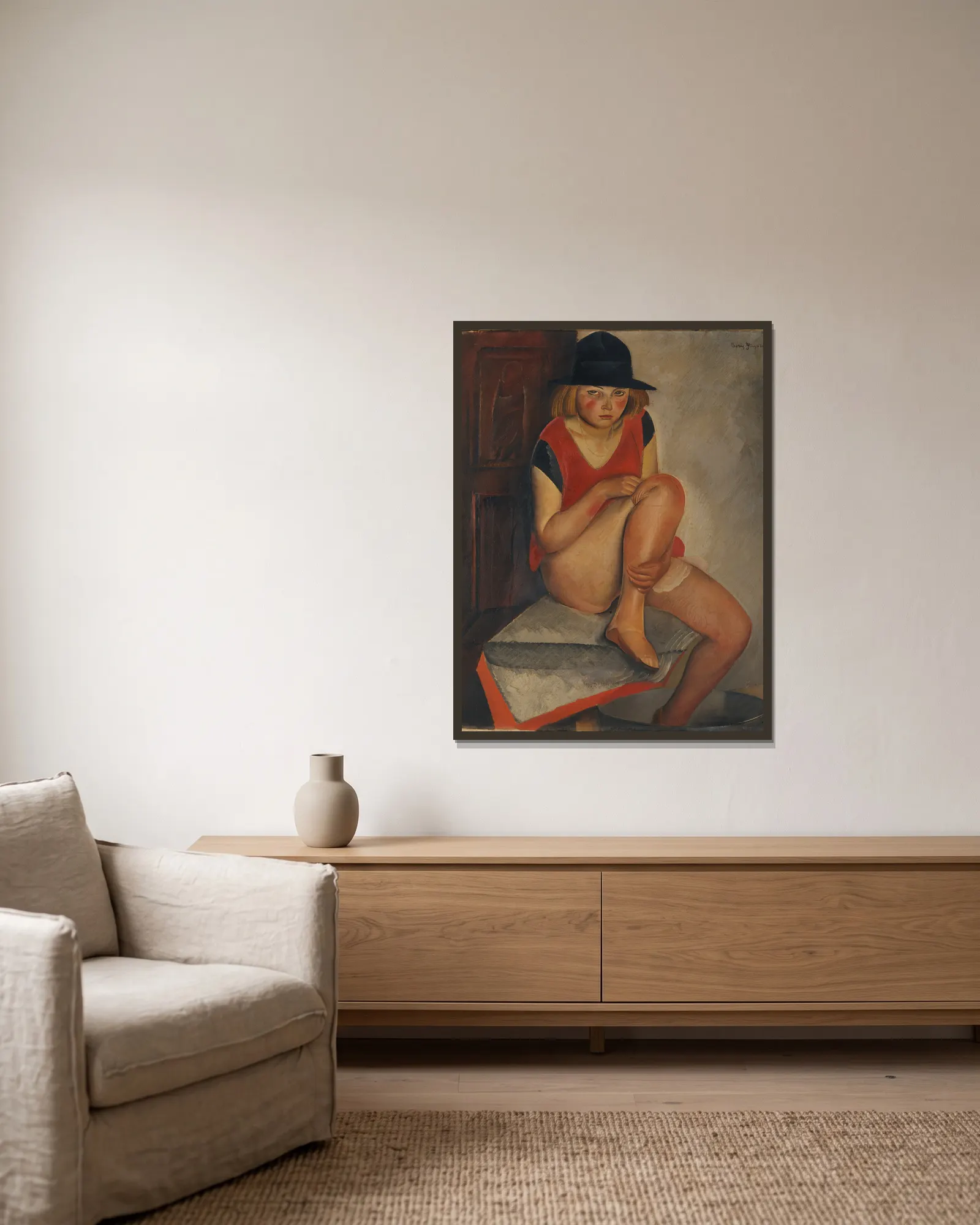 The Model av Boris Grigoriev inramad på en vägg