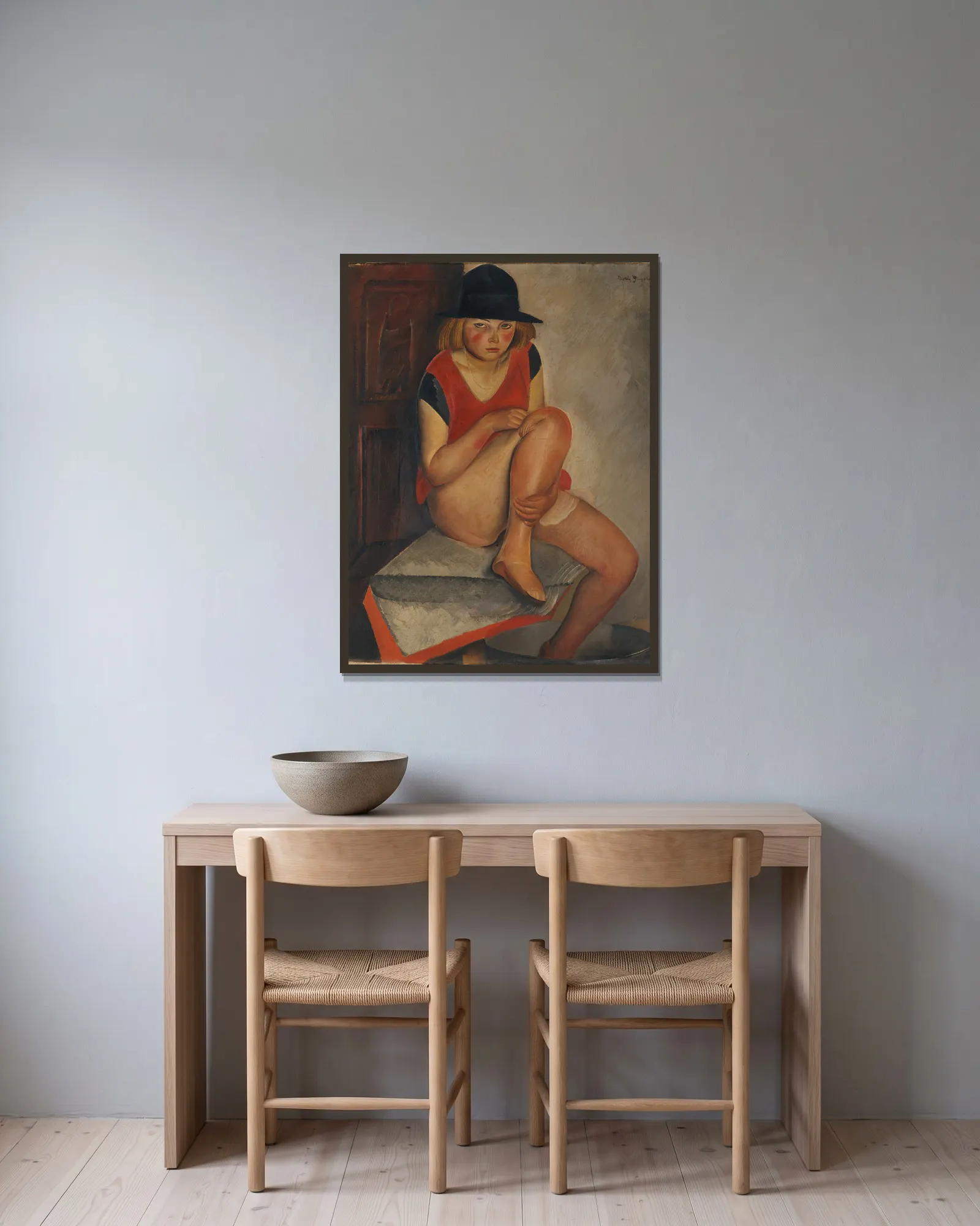 The Model av Boris Grigoriev inramad på en vägg