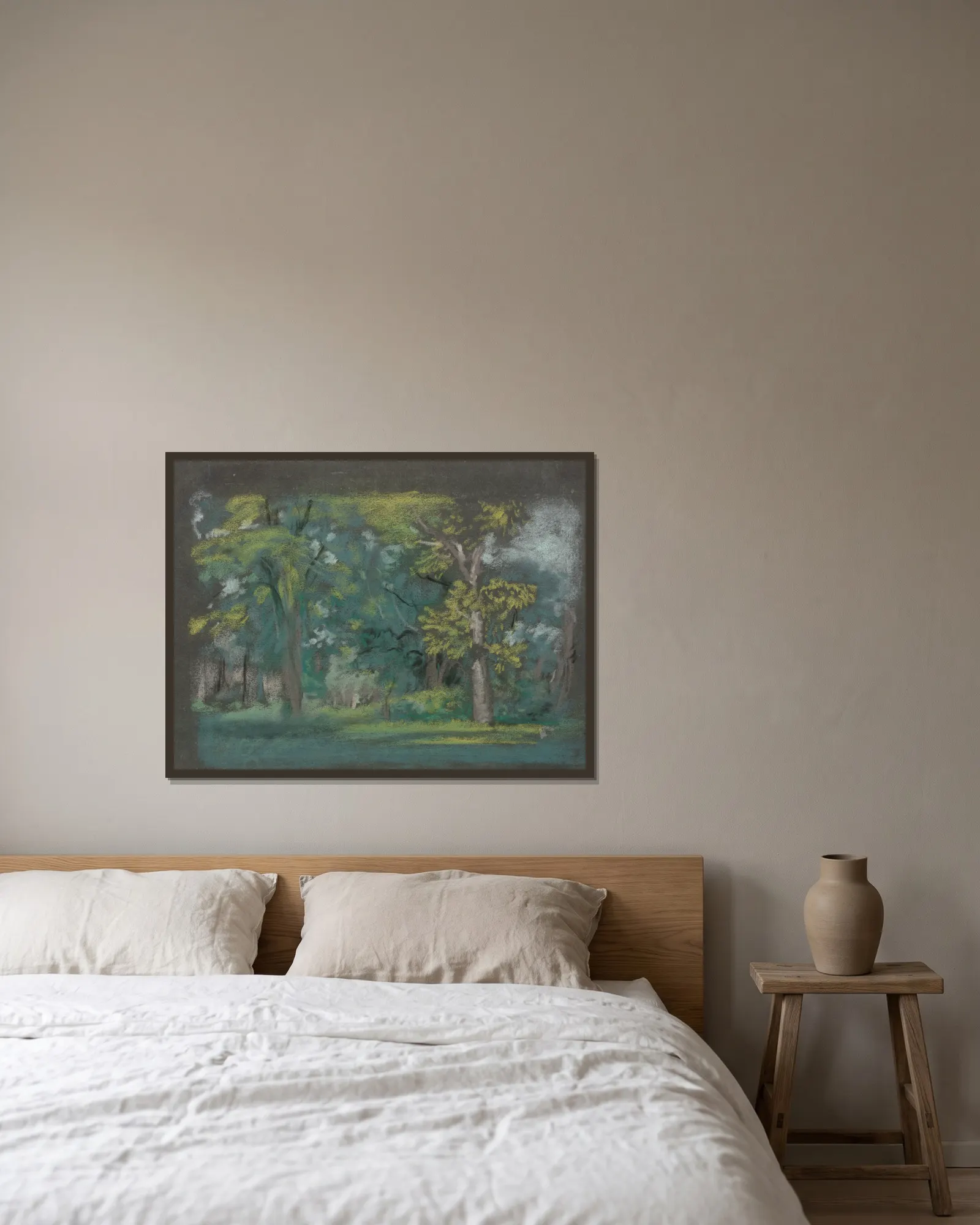 Trees av Arthur Bowen Davies inramad på en vägg