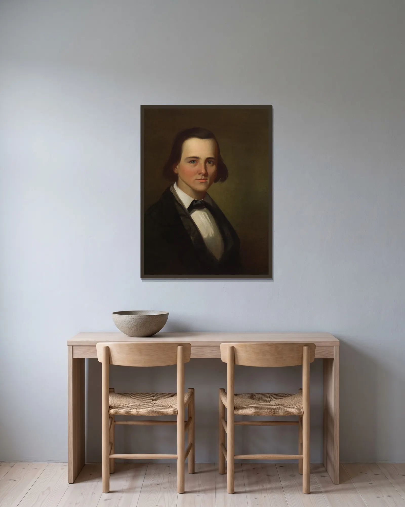 The Student (Dr. Oscar Fitzland Potter) av George Caleb Bingham inramad på en vägg