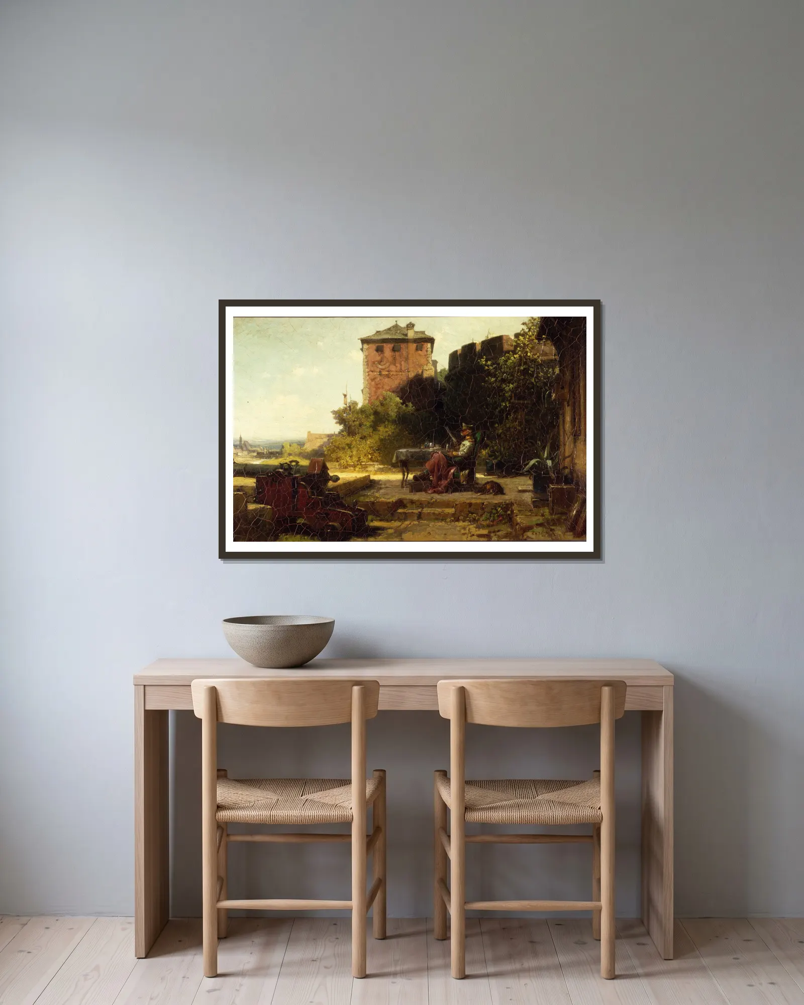 The old Fortress Commandant av Carl Spitzweg inramad på en vägg