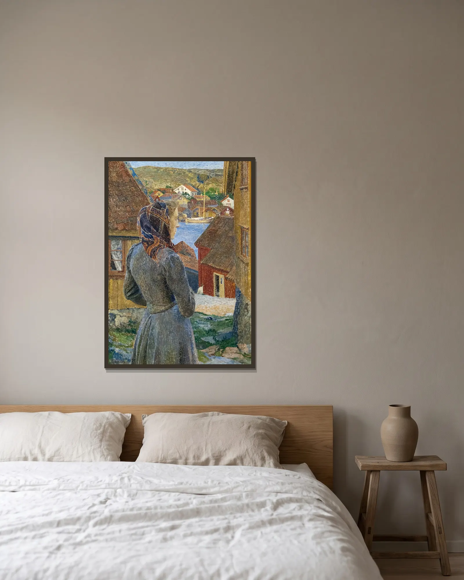 Eventide Bohuslän av Carl Wilhelmson inramad på en vägg