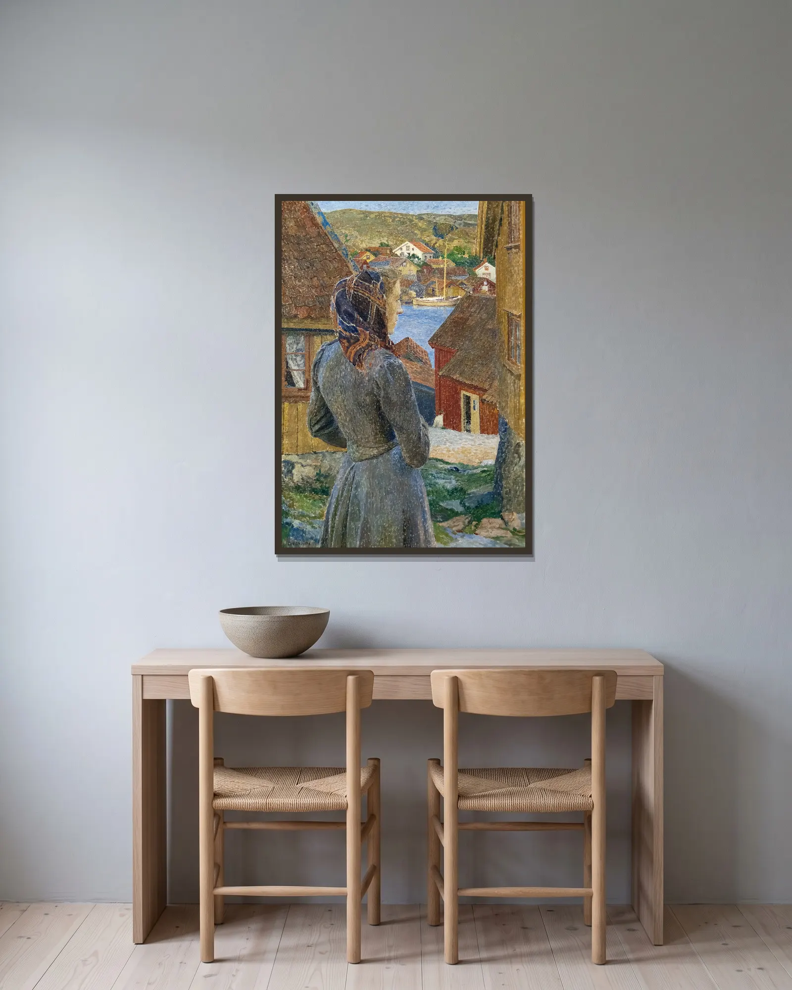 Eventide Bohuslän av Carl Wilhelmson inramad på en vägg