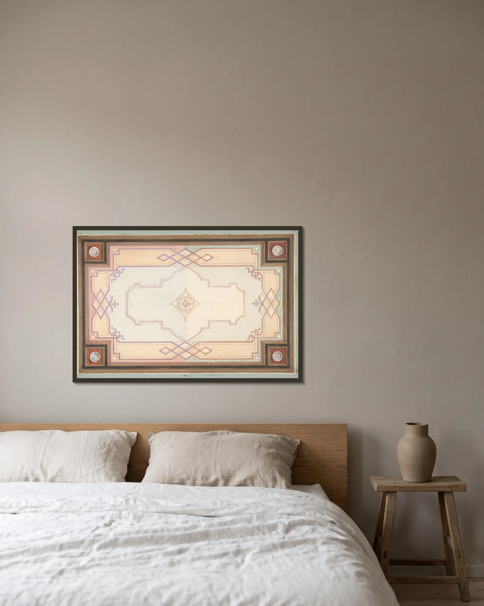Design for a ceiling (19th Century) av Jules-Edmond-Charles Lachaise inramad på en vägg