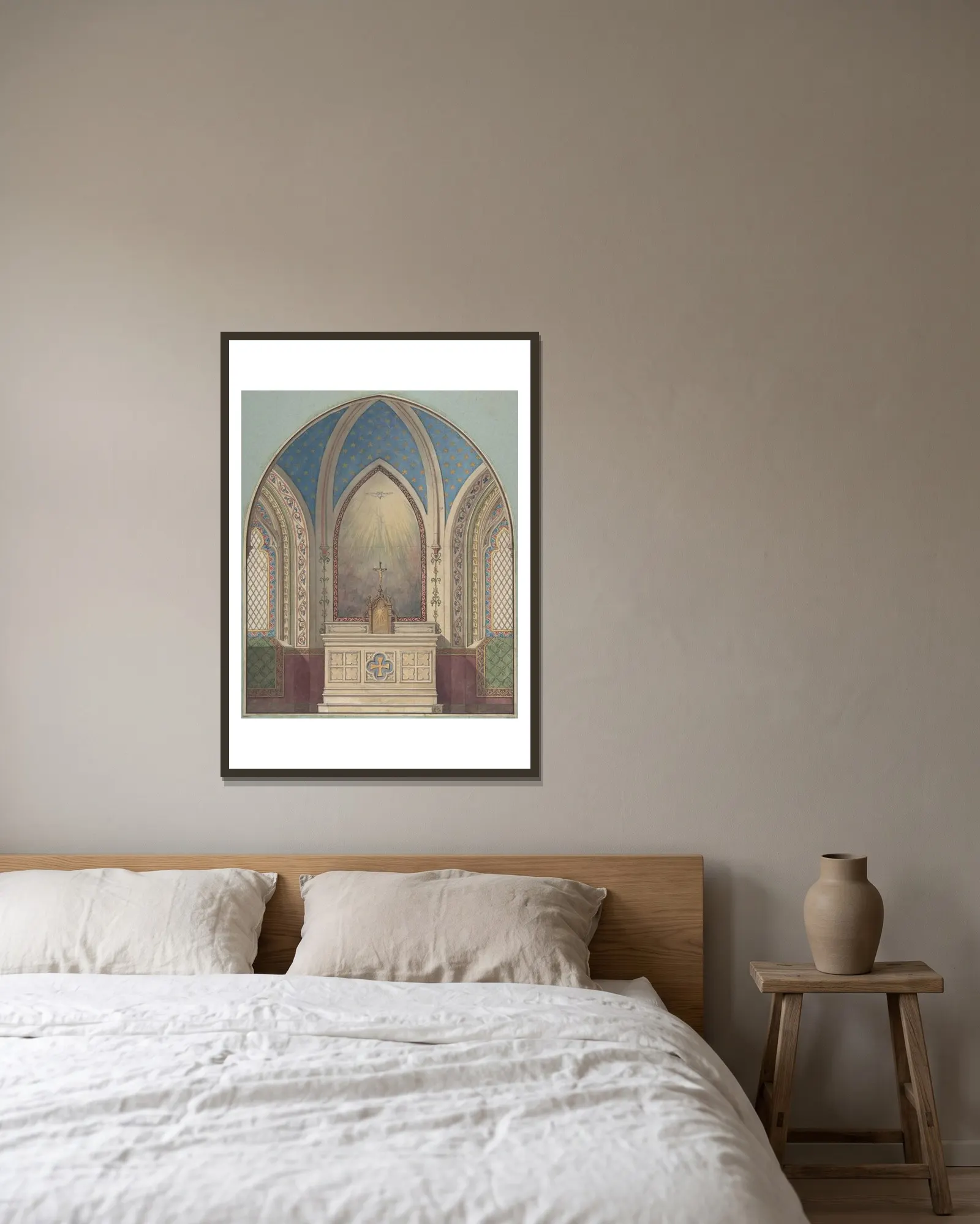 Design for Altar, Saint Clotilde (19th Century) av Jules-Edmond-Charles Lachaise inramad på en vägg