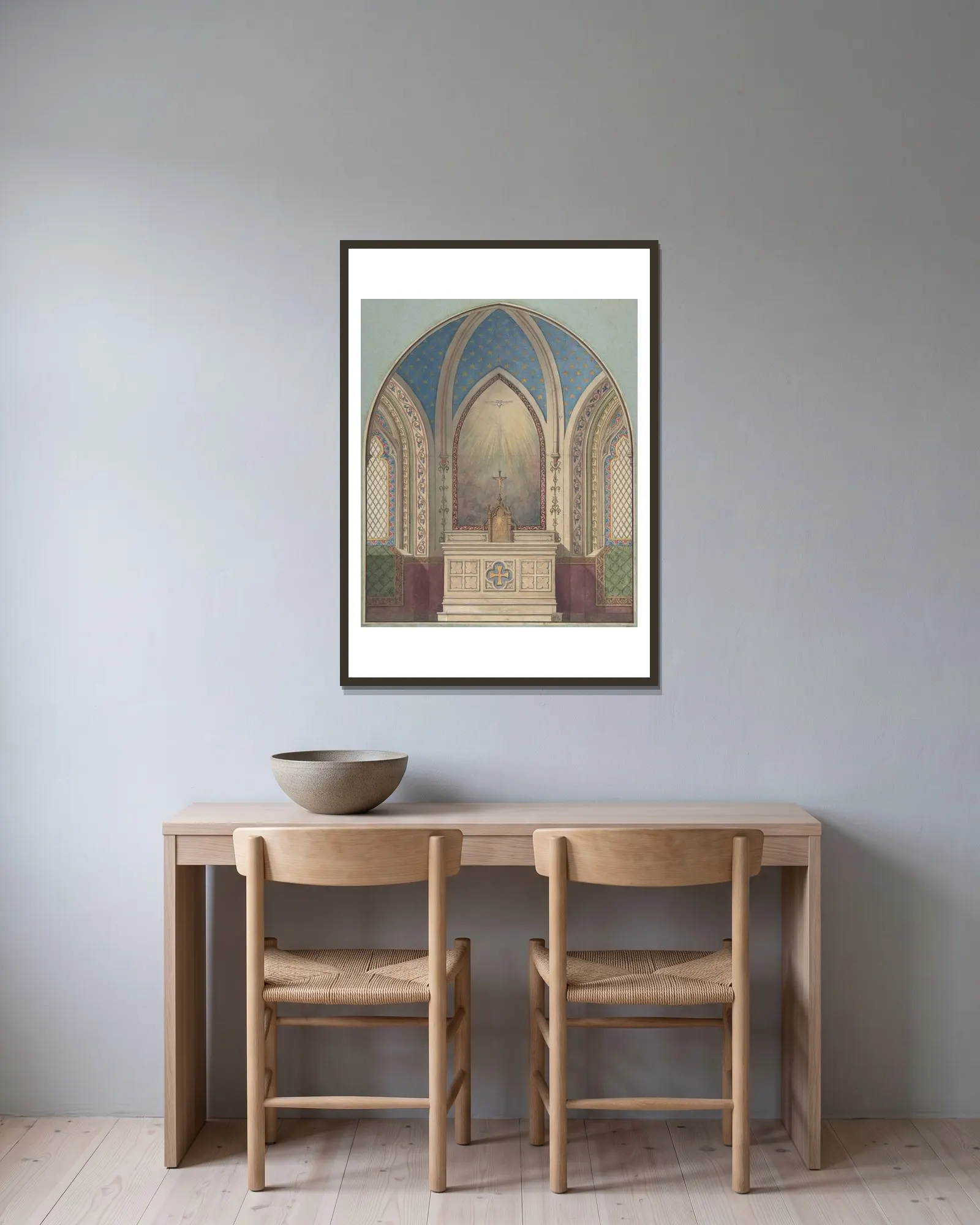 Design for Altar, Saint Clotilde (19th Century) av Jules-Edmond-Charles Lachaise inramad på en vägg