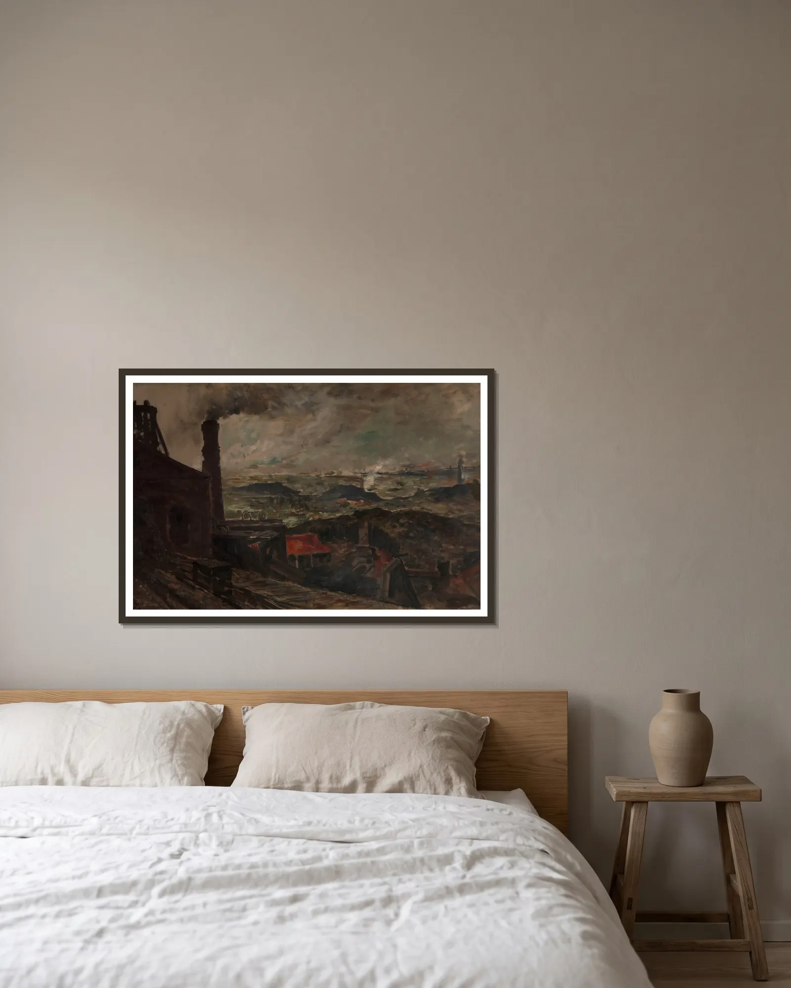 Mining Area av Constantin Meunier inramad på en vägg