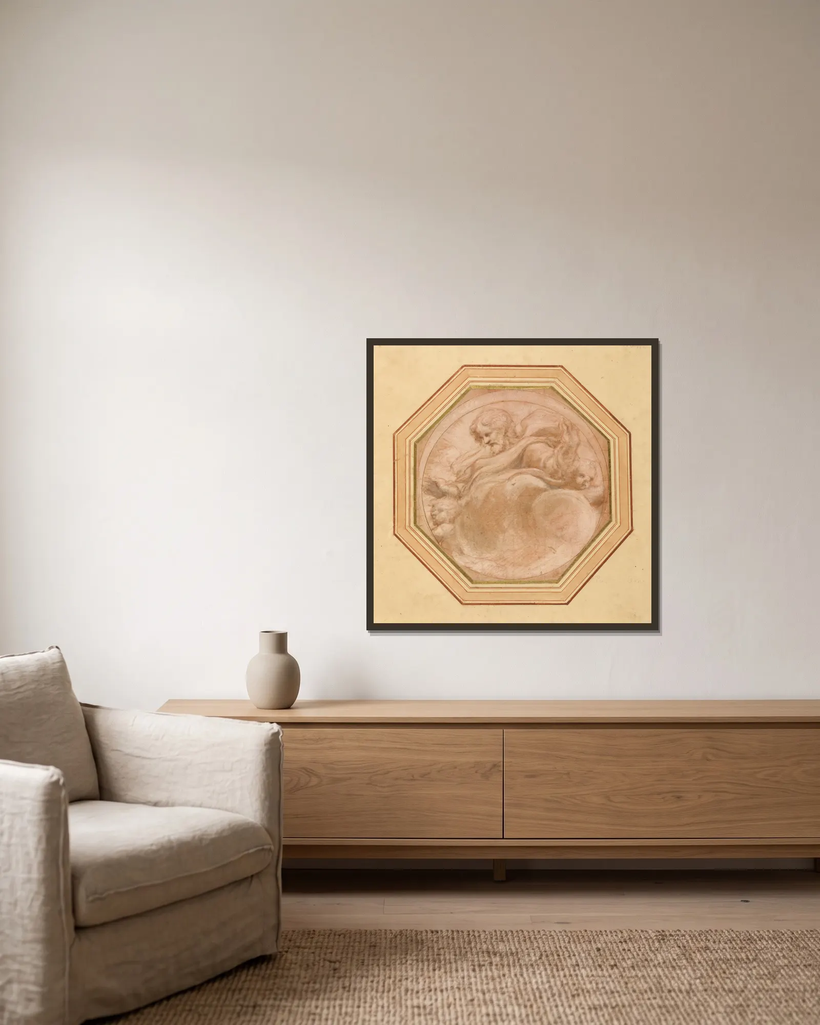 Christ in Glory av Correggio inramad på en vägg