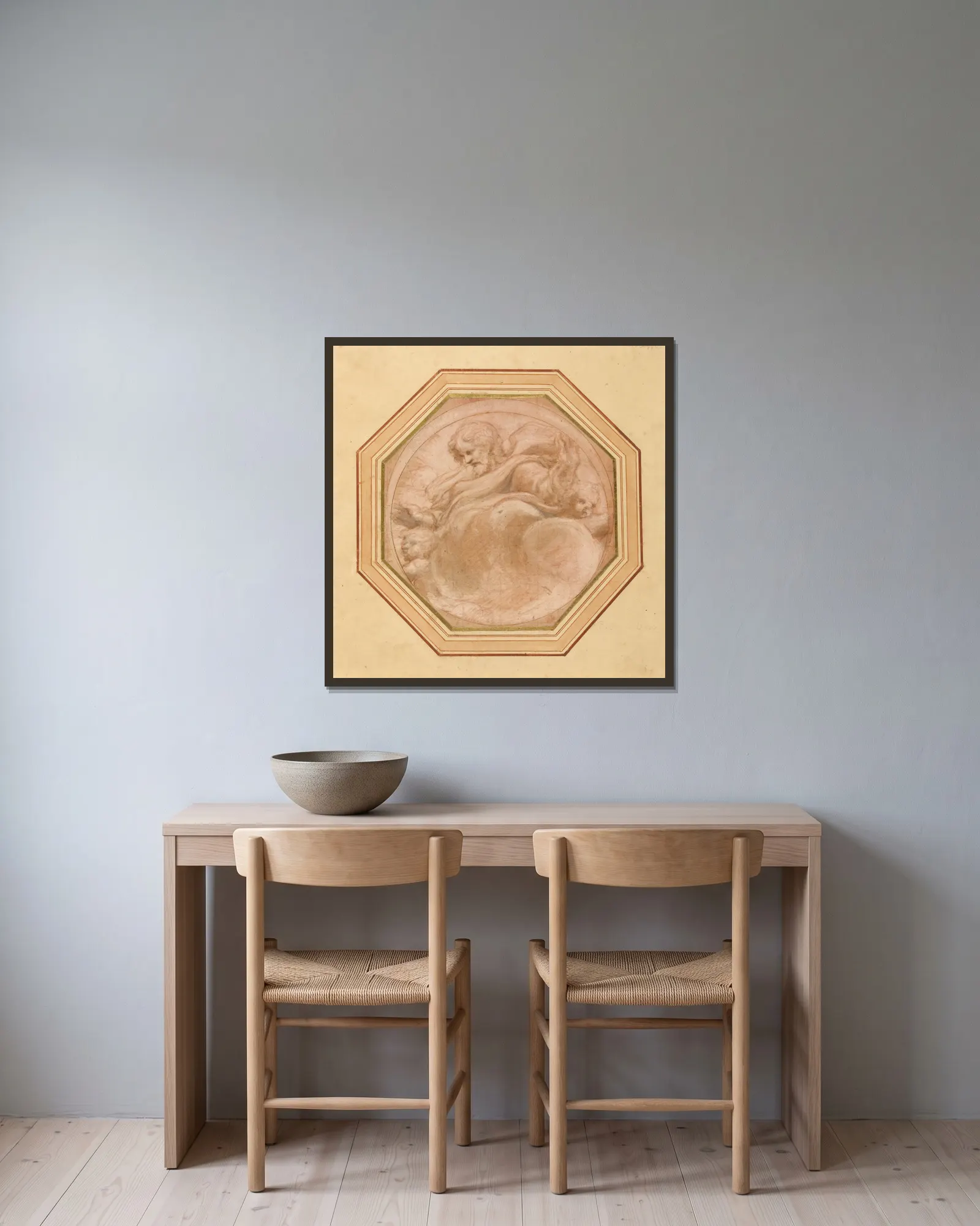 Christ in Glory av Correggio inramad på en vägg