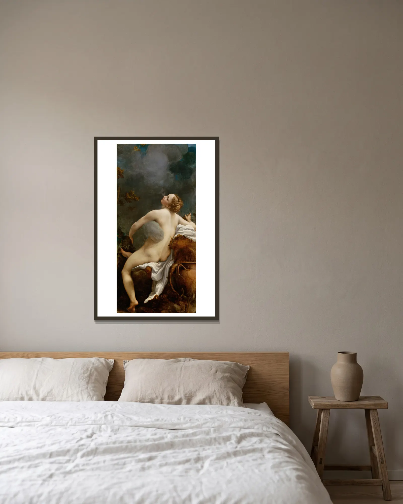 Jupiter and Io av Correggio inramad på en vägg