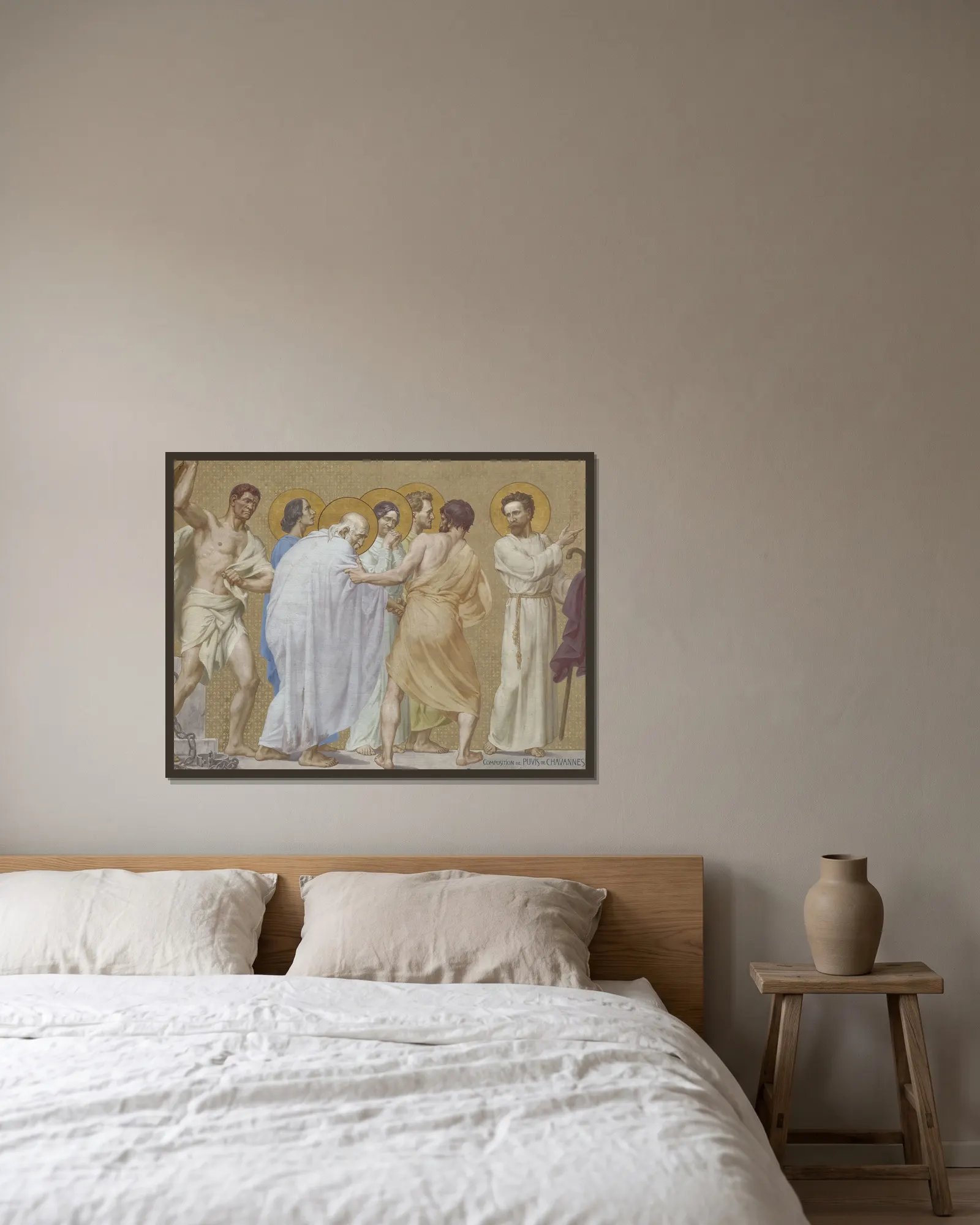 Procession av Pierre Puvis de Chavannes inramad på en vägg