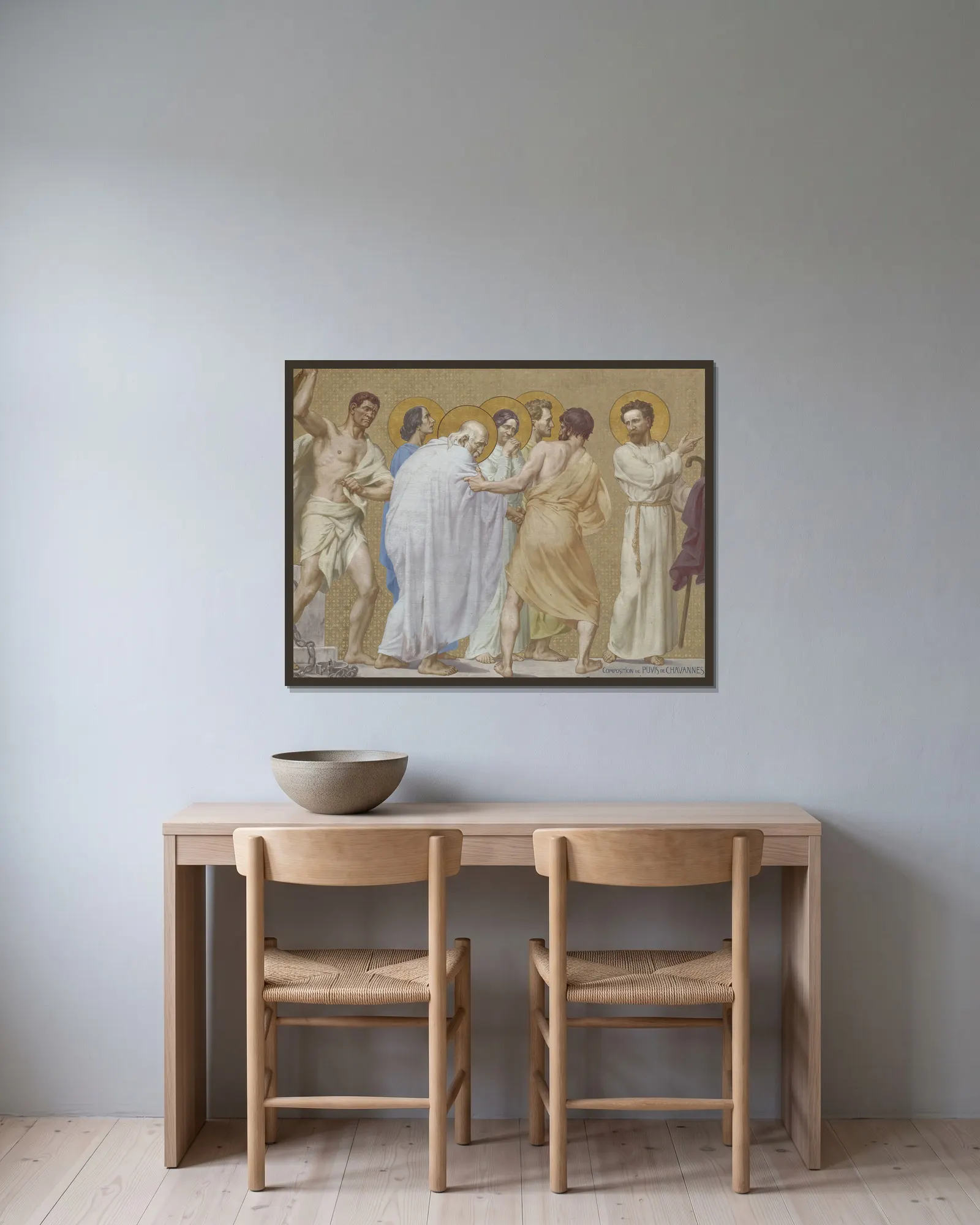Procession av Pierre Puvis de Chavannes inramad på en vägg