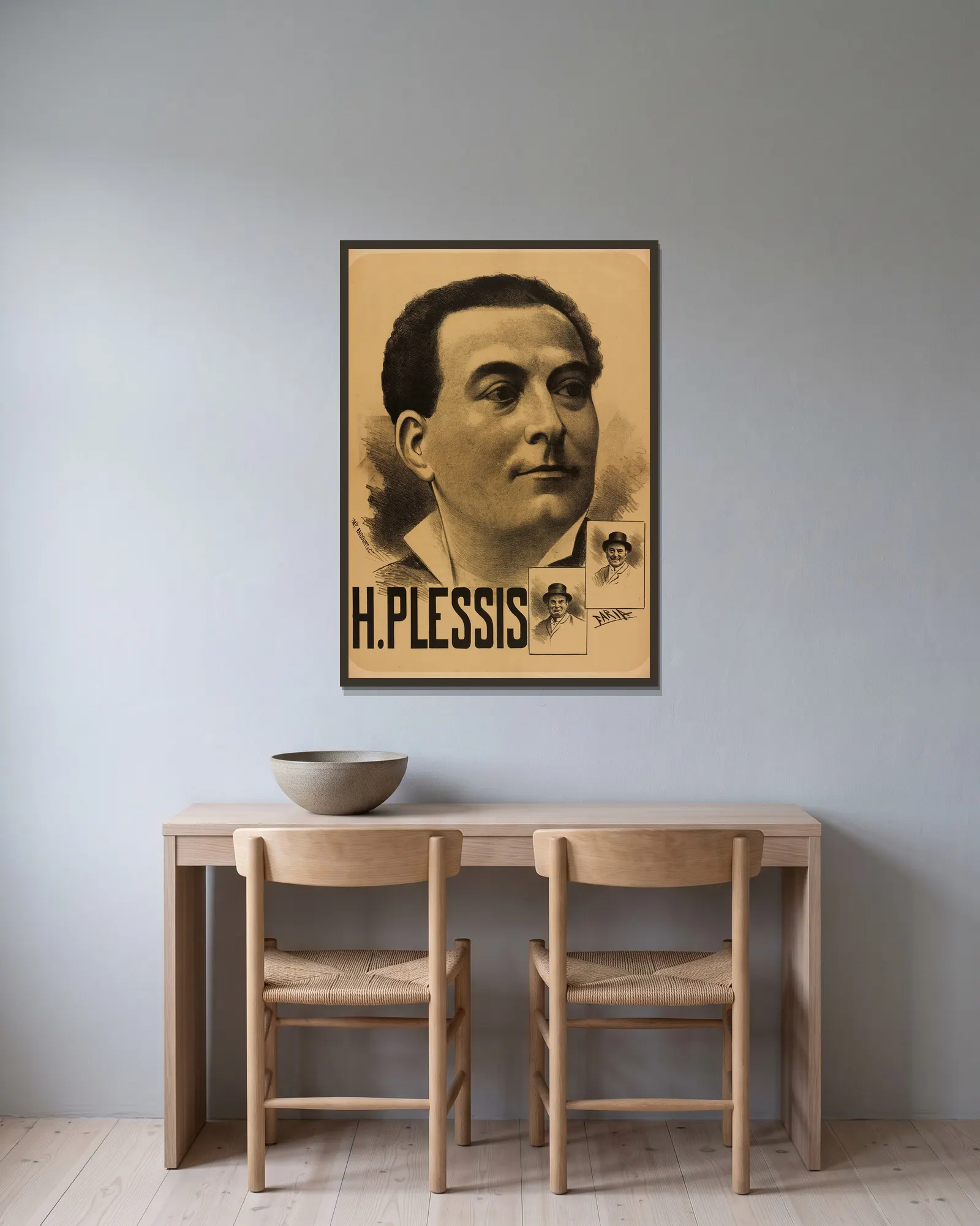 H. Plessis av Cândido de Faria inramad på en vägg