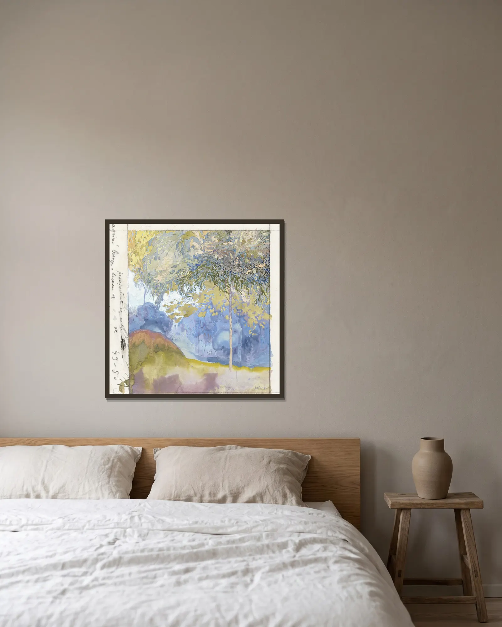 Boomrijk landschap av Georges de Feure inramad på en vägg
