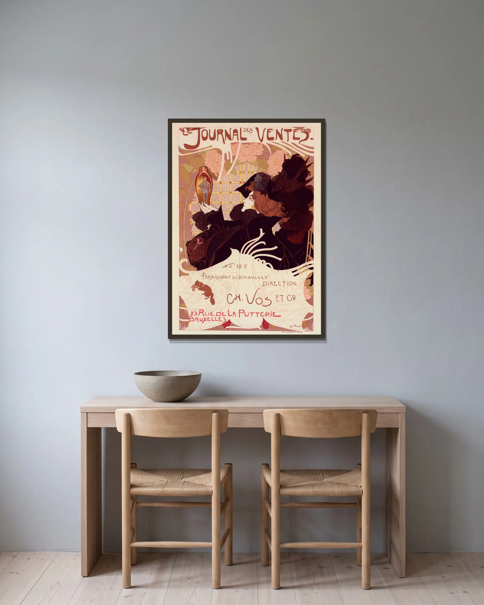 Journal Des Ventes av Georges de Feure inramad på en vägg