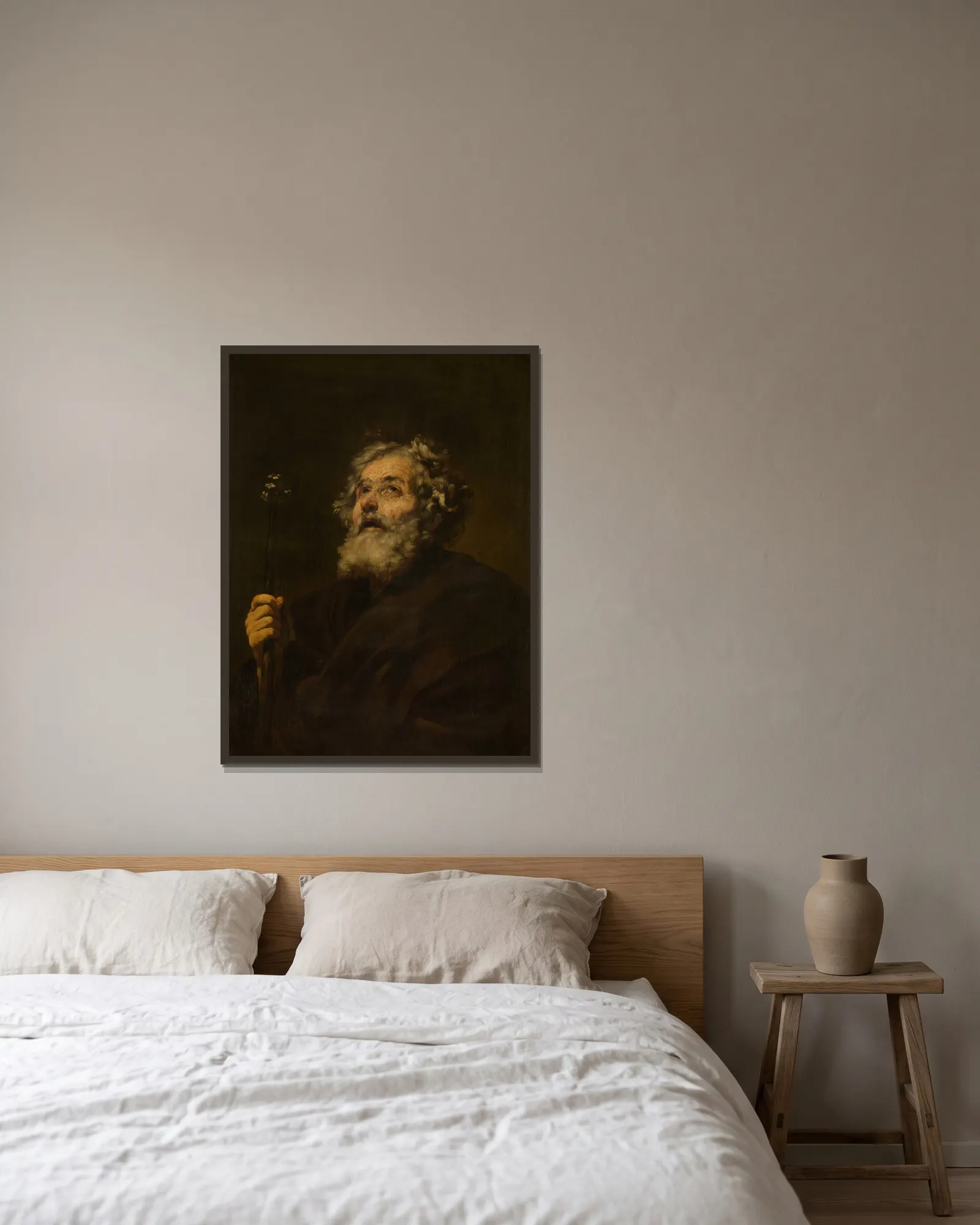 Saint Joseph av Jusepe de Ribera inramad på en vägg